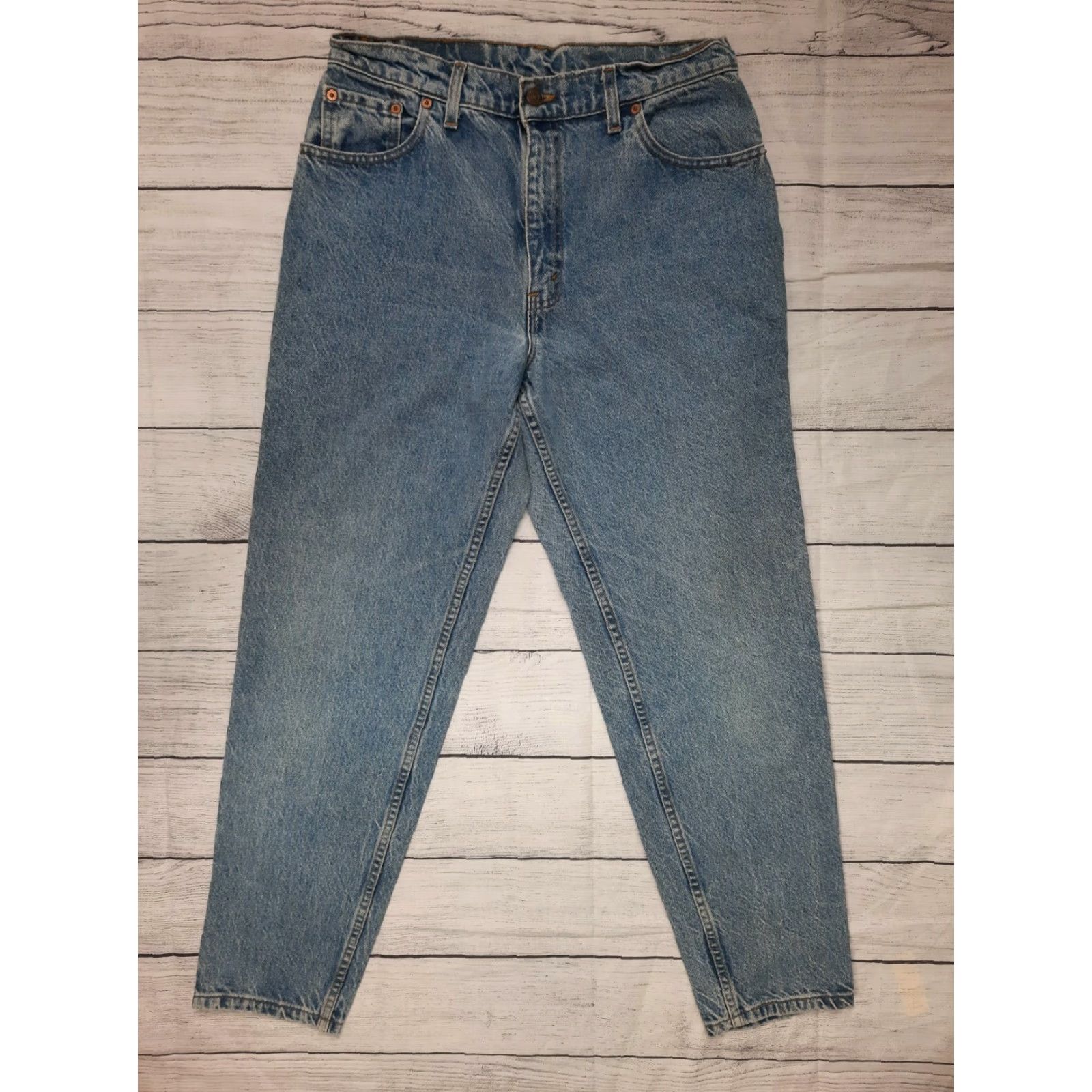 Levi's VINTAGE Levi's Made USA Denim Mom Jeans 17550-0291 High Waist Tapered 29x29 8 Blue Denim Jeans Womens 1980s USA Levi's Size 29" - 6 Thumbnail