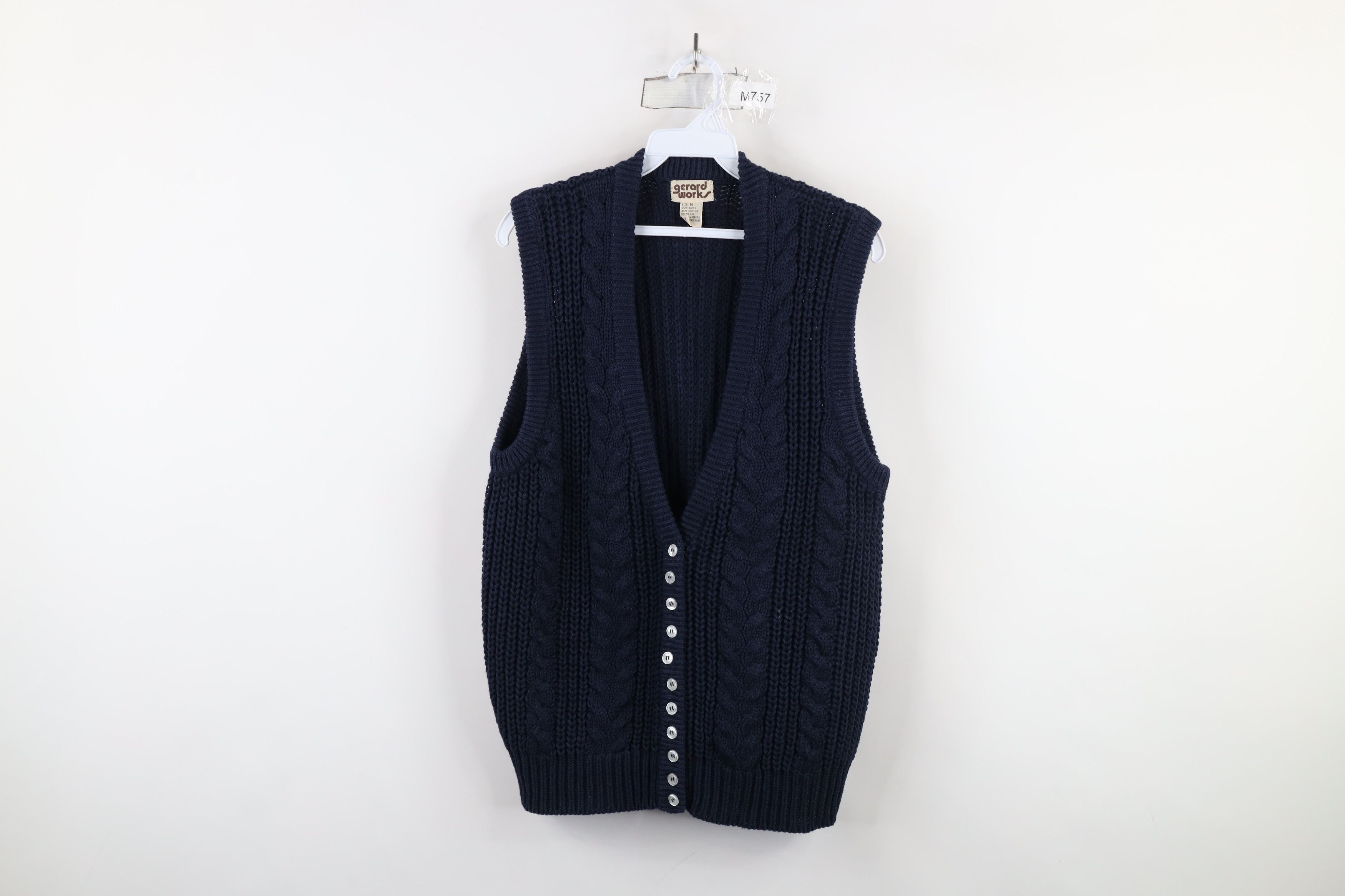 Vintage Vintage 70s Streetwear Cable Knit Cardigan Sweater Vest Size M / US 6-8 / IT 42-44 - 1 Thumbnail