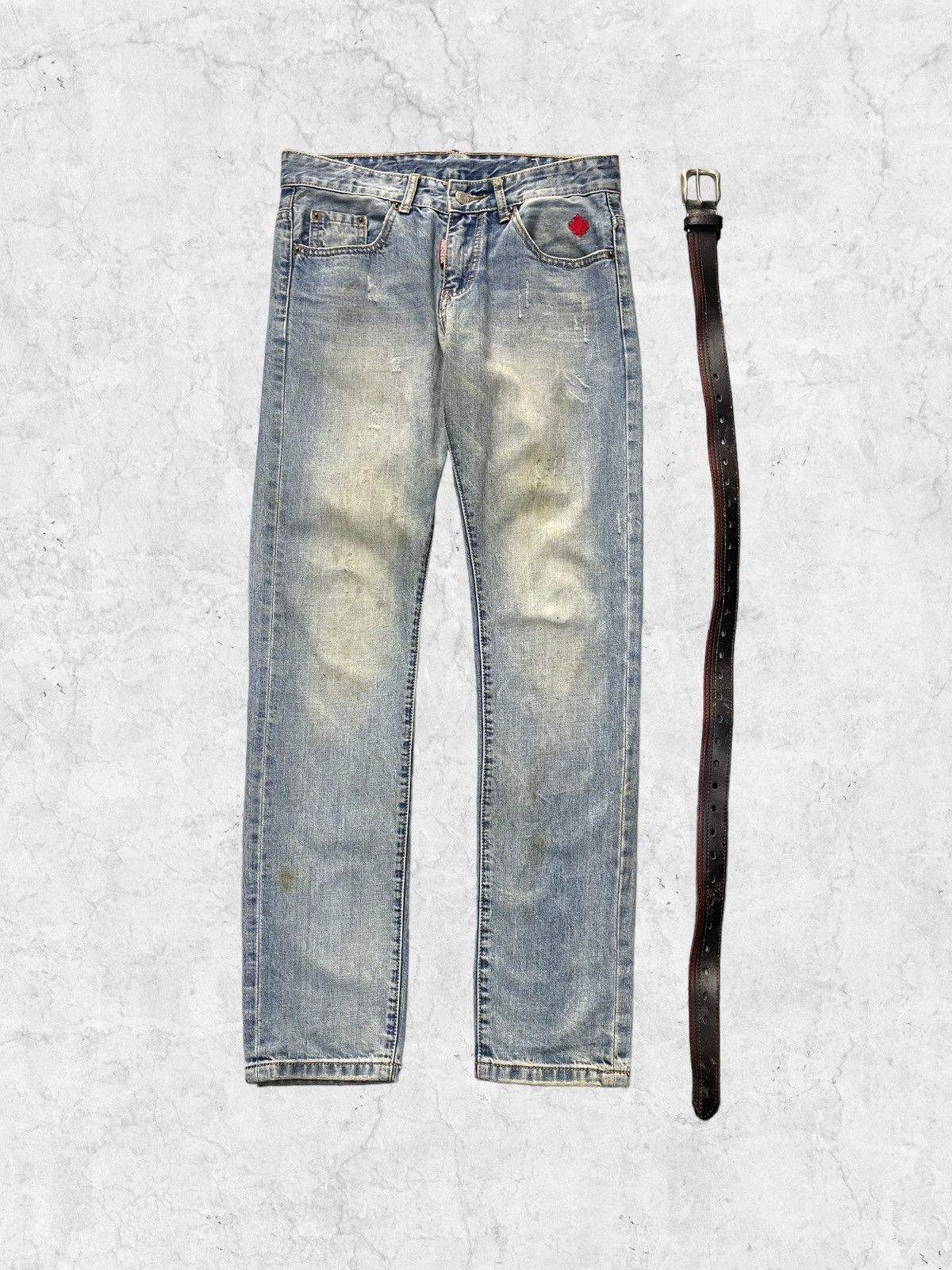 Dsquared2 × Vintage Designer Dsquared2 Canada Small Logo Denim Wih Leather Belt Size US 31 - 2 Thumbnail