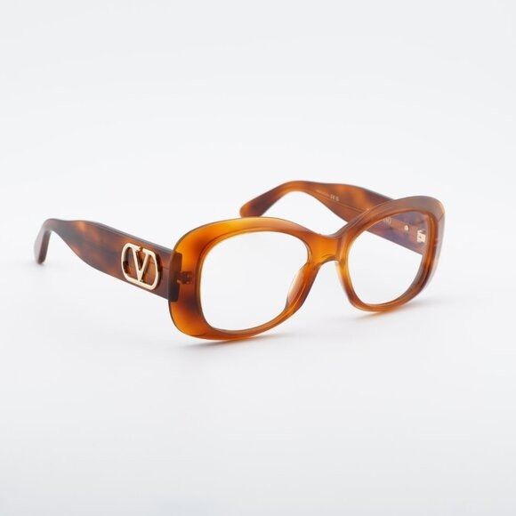 Valentino Valentino VLX-181C Eyeglasses Light Havana/Gold 53mm Square Size ONE SIZE - 4 Thumbnail