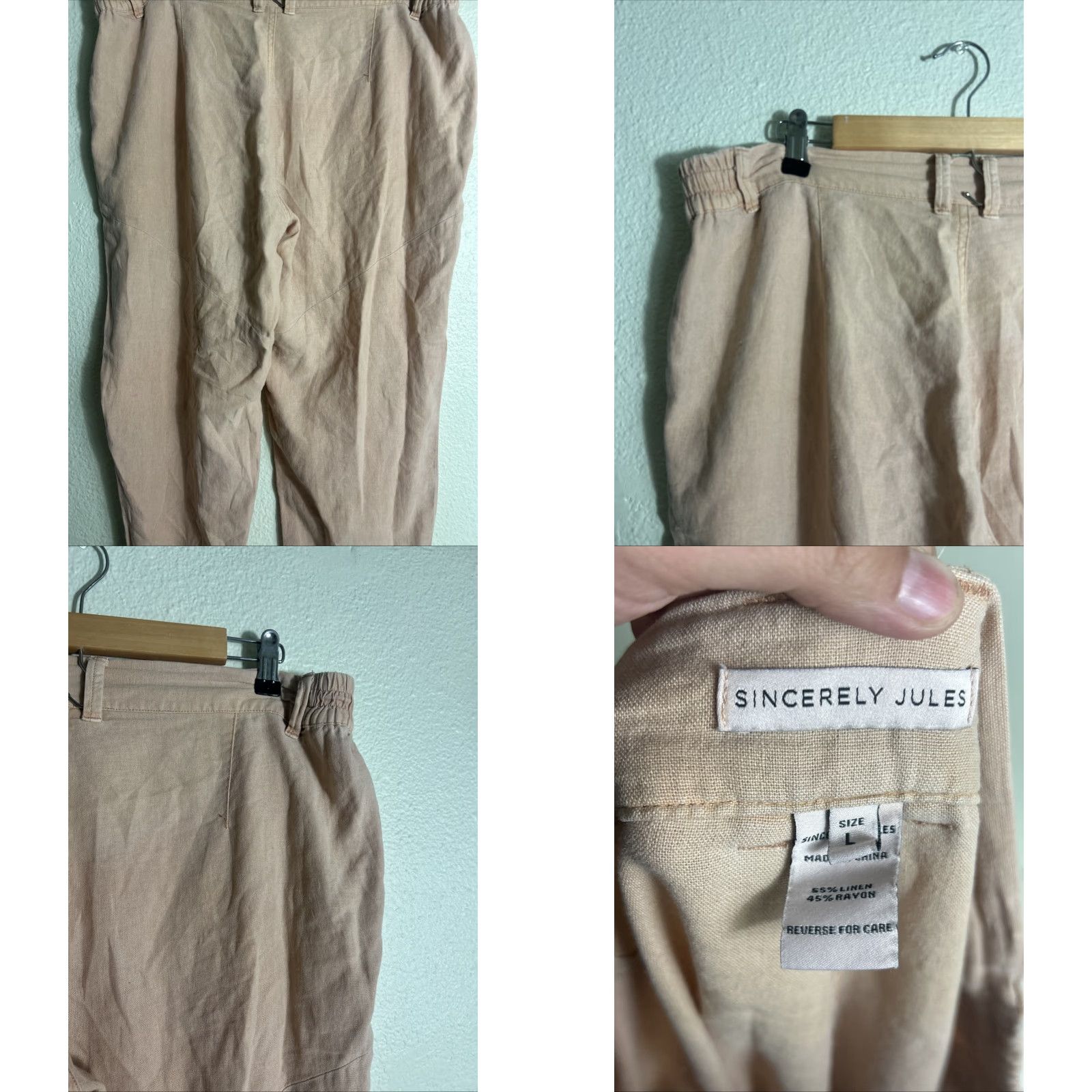 Pinko Sincerely Jules Womens Pants Drawstring Linen Rayon Pink Chino Large 36x28 Mens Womens Boys Girls? Size 36" / US 14 / IT 50 - 8 Thumbnail