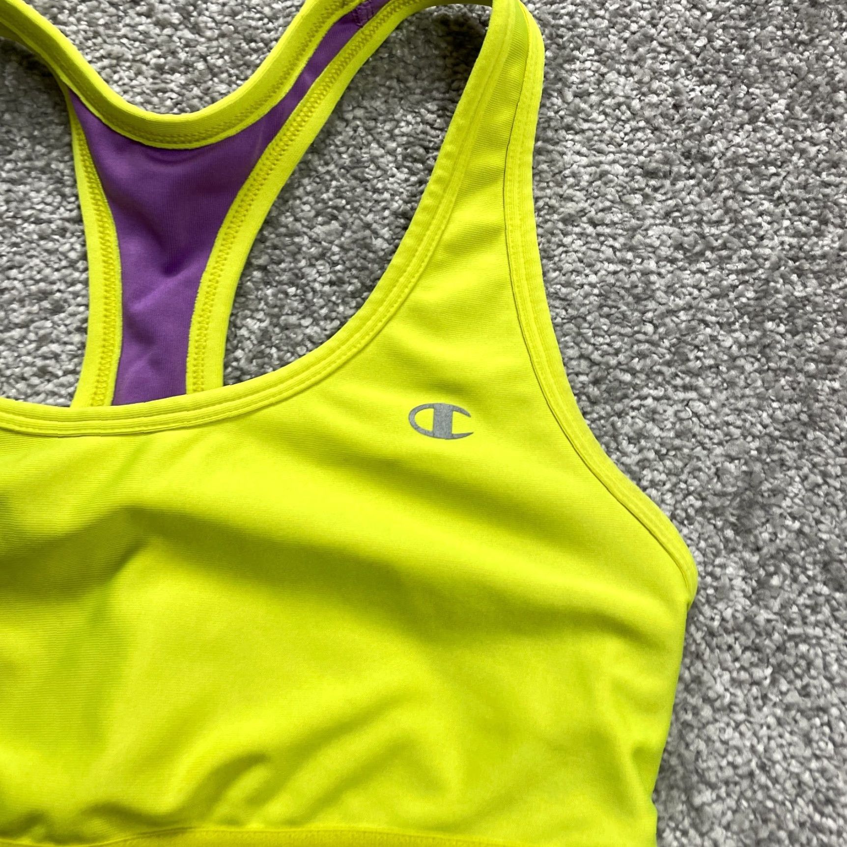 Champion Champion Sports Bralette Womens Medium Yellow Racerback Active Gym Running Yoga Ladies Medium Yellow Racerback Sports Bra Size ONE SIZE - 3 Thumbnail