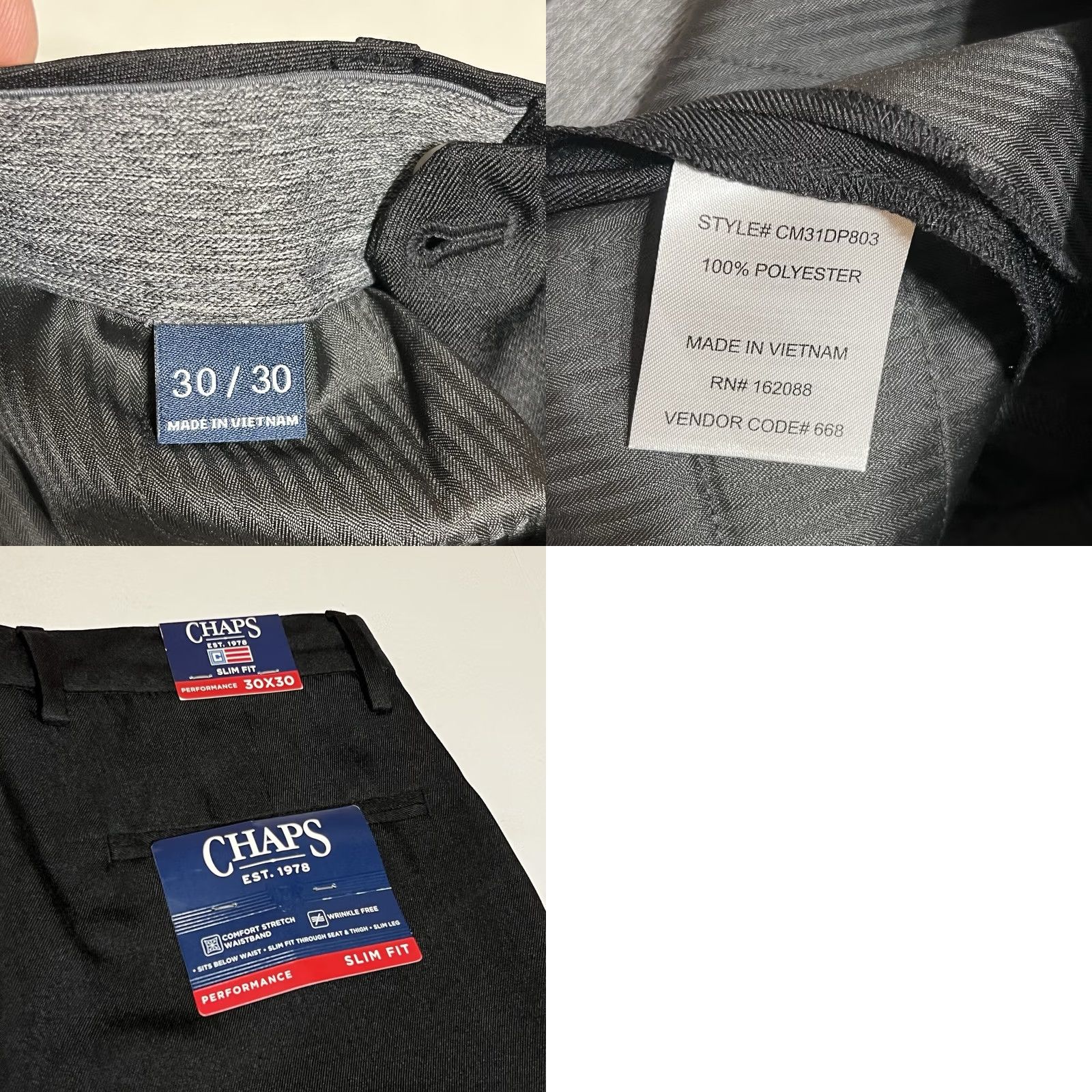 Chaps Chaps Performance Dress Pants Slim Fit Flat Front Black 30x30 Mens NWT Regular Inseam 30 Vintage No Size US 30 / EU 46 - 8 Thumbnail