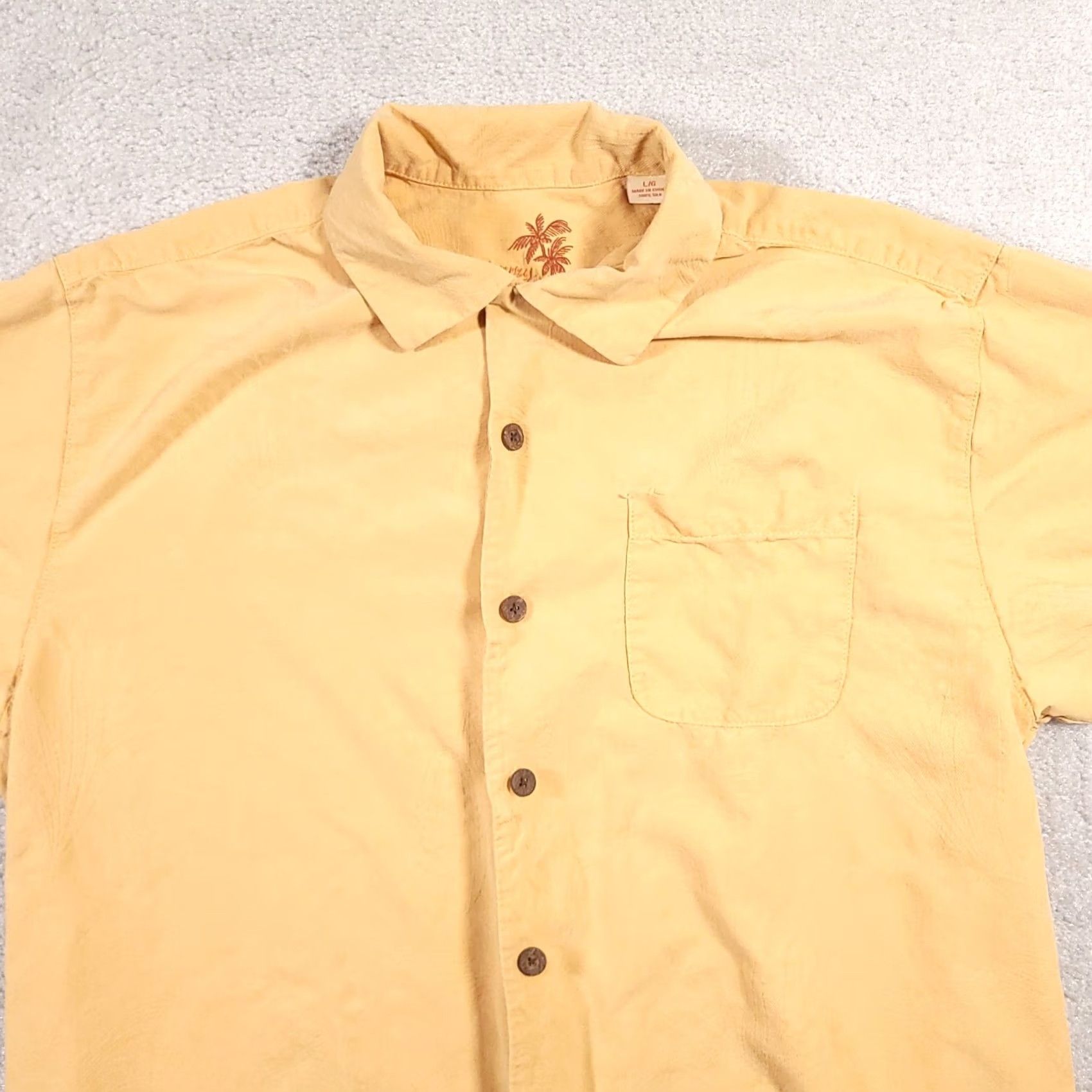 Tommy Bahama Tommy Bahama Silk Hawaiian Button Up Shirt Mens Large Orange Pocket Palm Leaf Shirt Size US L / EU 52-54 / 3 - 3 Thumbnail