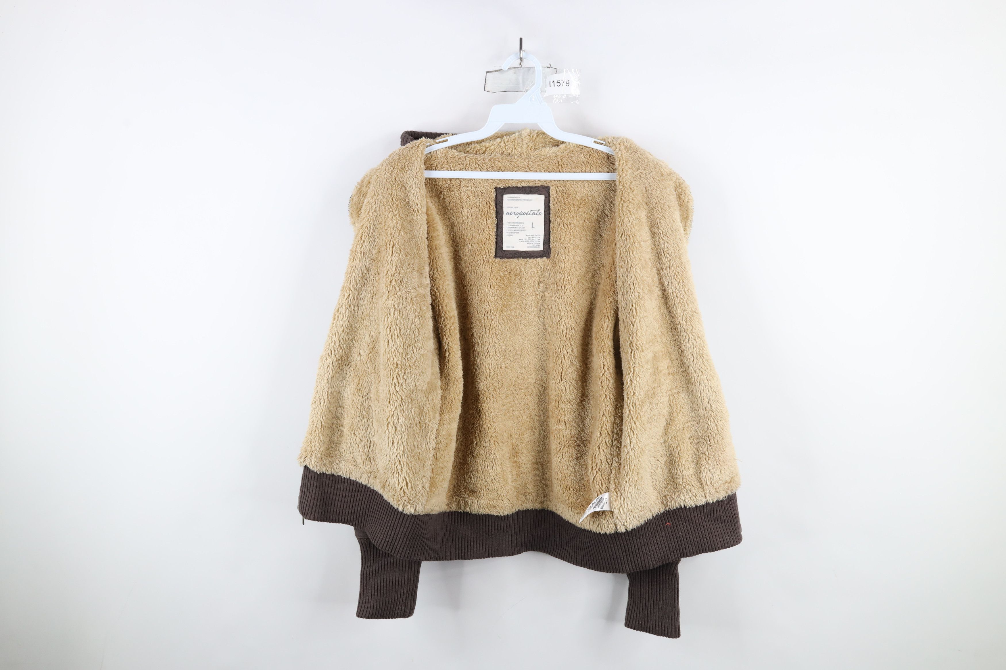 Aeropostale × Vintage Vintage 90s Y2K Aeropostale Deep Pile Fleece Lined Hoodie Size L / US 10 / IT 46 - 10 Thumbnail