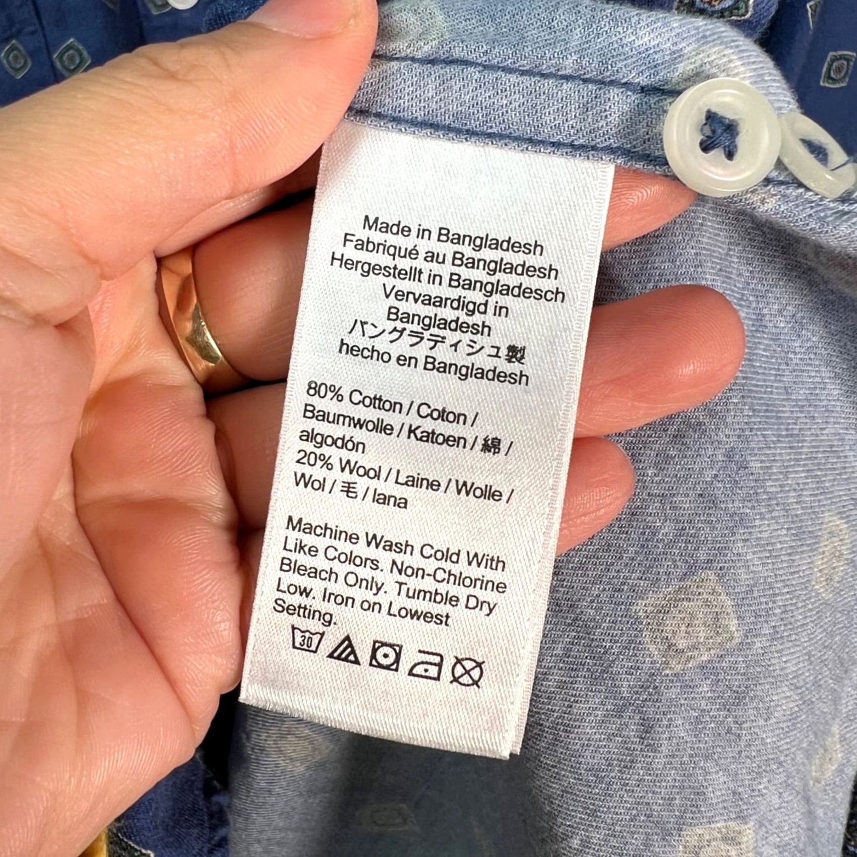 J.Crew J.CREW Mens Size Large Blue Printed Button-Down Shirt Cotton-Wool Blend Geometric Pattern Button-Up Shirt Size US L / EU 52-54 / 3 - 4 Thumbnail