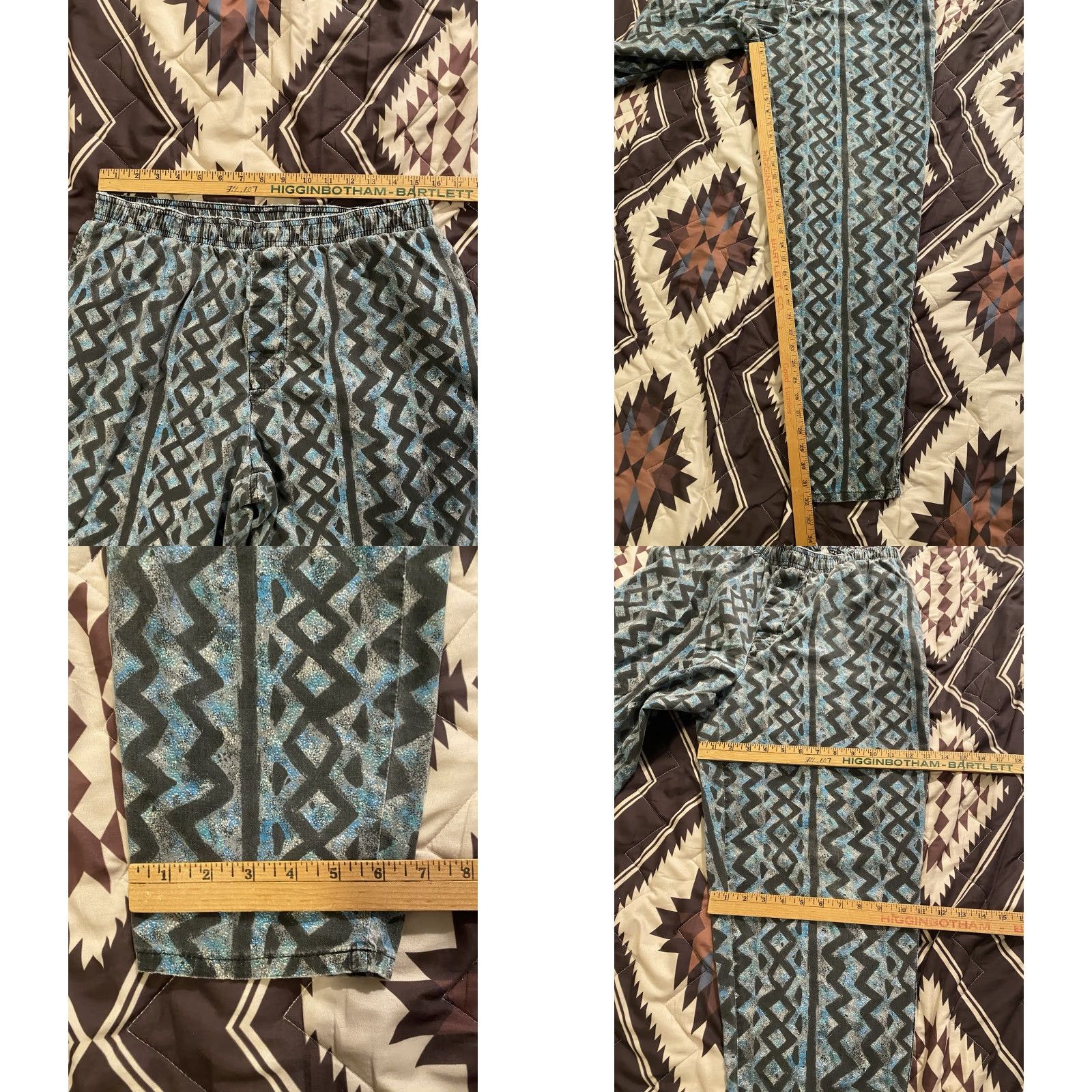 Vintage VINTAGE Sostanza Men Pants Geometric Print Jogger 80s Hip Hop Beach Gym Activewear Blue 100% Cotton L Regular Inseam 32 Elastic Waist Pockets Size US 33 - 8 Thumbnail