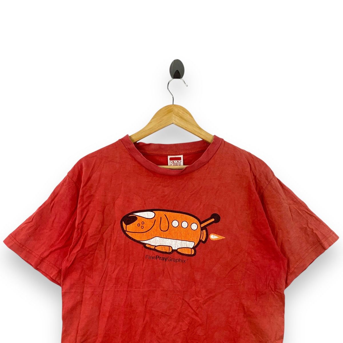 Other Vintage PMT FINE PRAY GRAPHIX Red Tee Shirt Cartoon Size L / US 10 / IT 46 - 2 Thumbnail