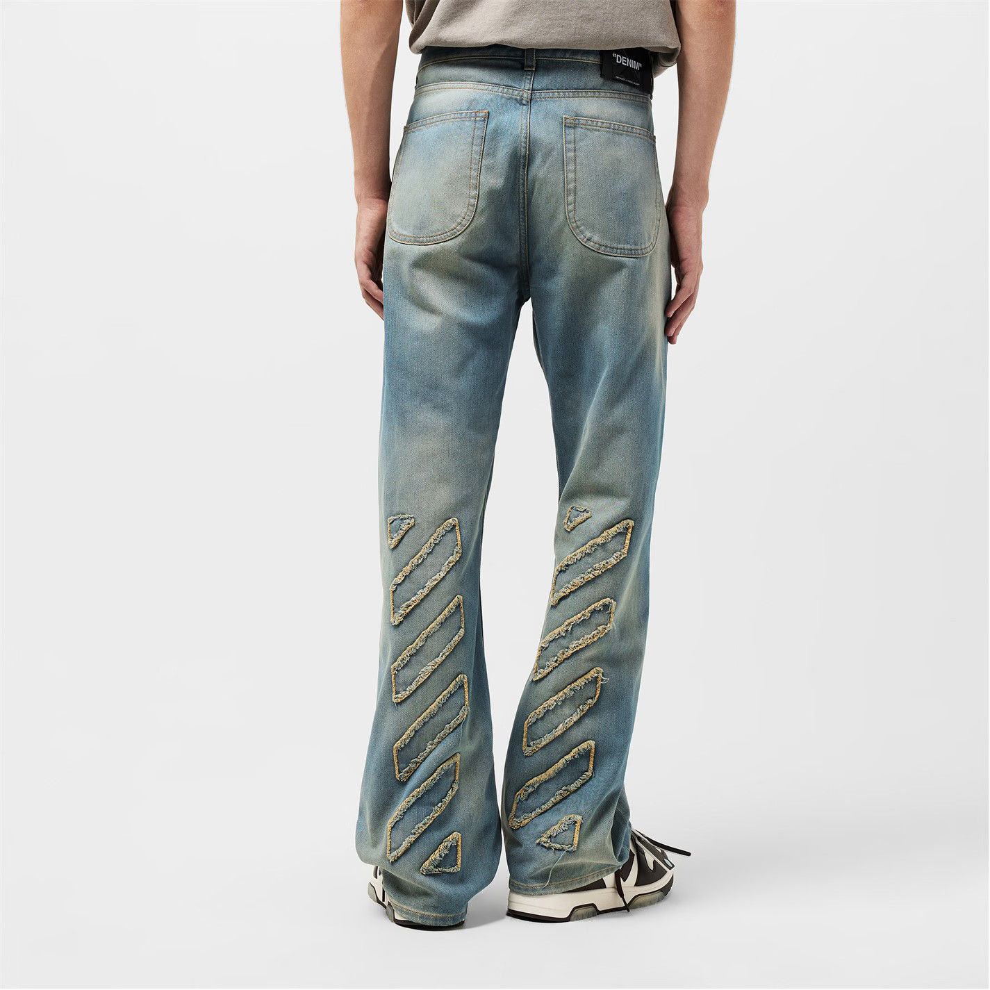 Off-White o1g2r1mq0326 Patch Wide Leg Jeans in Blue Size US 34 / EU 50 - 3 Thumbnail