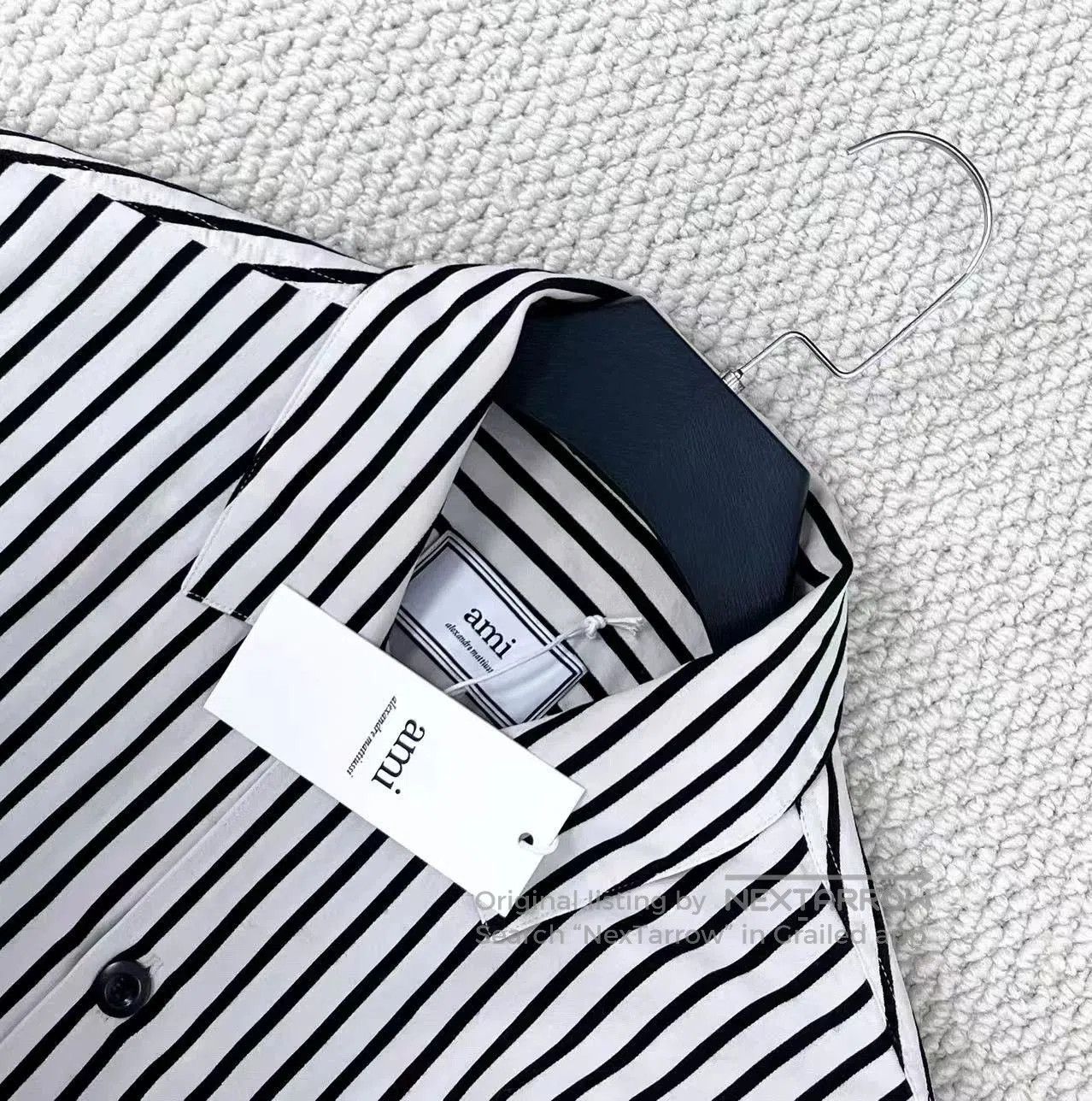 AMI black and white striped short sleeve shirt. Size US M / EU 48-50 / 2 - 3 Thumbnail