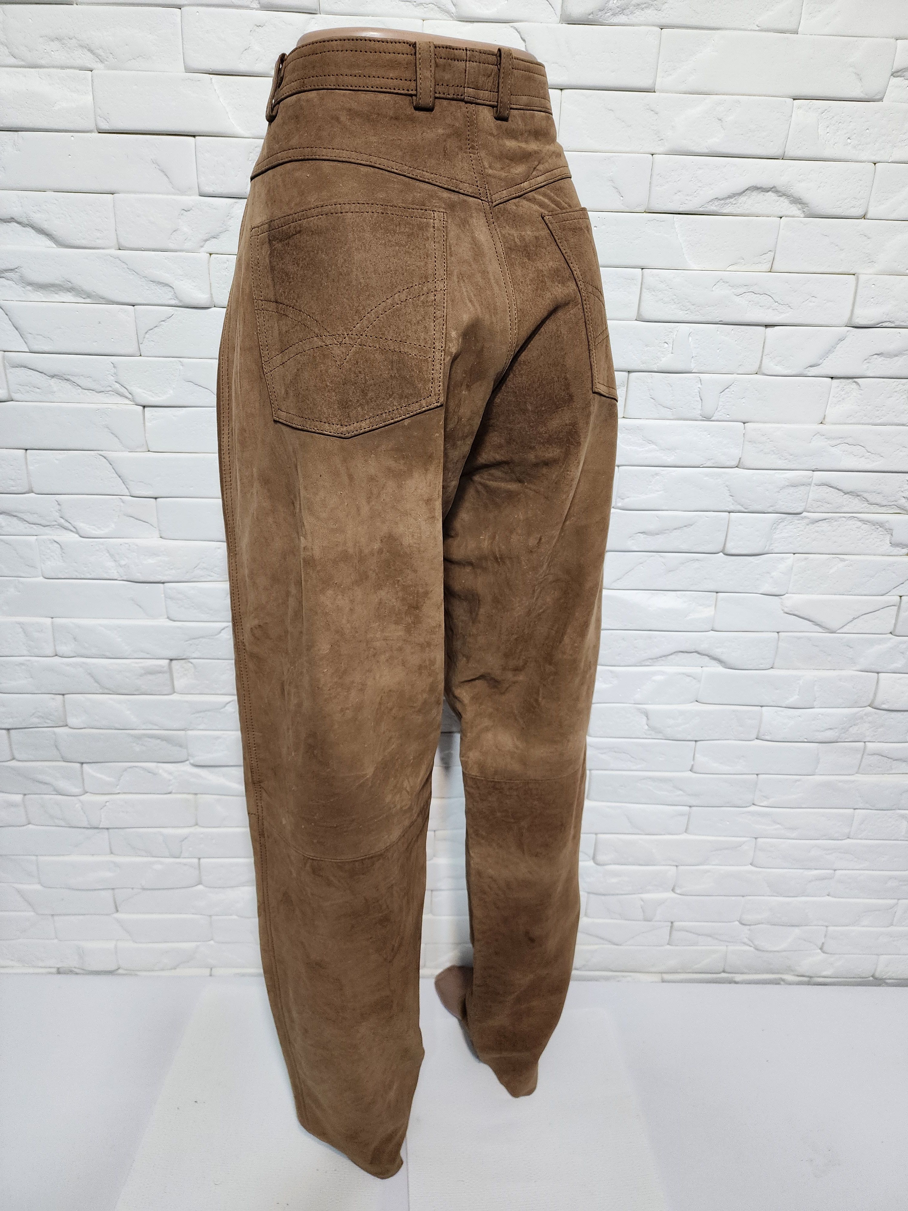 Genuine Leather Brown Men's Nubuck Leather Pants Size US 31 - 7 Thumbnail