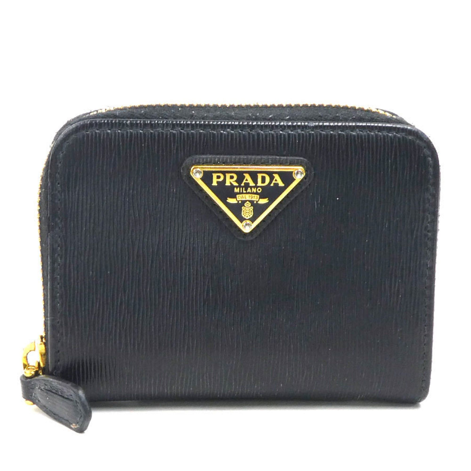 Prada Prada wallet, coin purse, leather, black, unisex, r10911a Size ONE SIZE - 1 Thumbnail