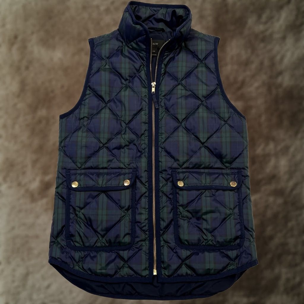 J.Crew VINTAGE? J.CREW Vest Womens XXS Plaid Quilted Puffer Blackwatch Insulated Winter Jacket Size XXS / US 00 / IT 34 - 1 Thumbnail