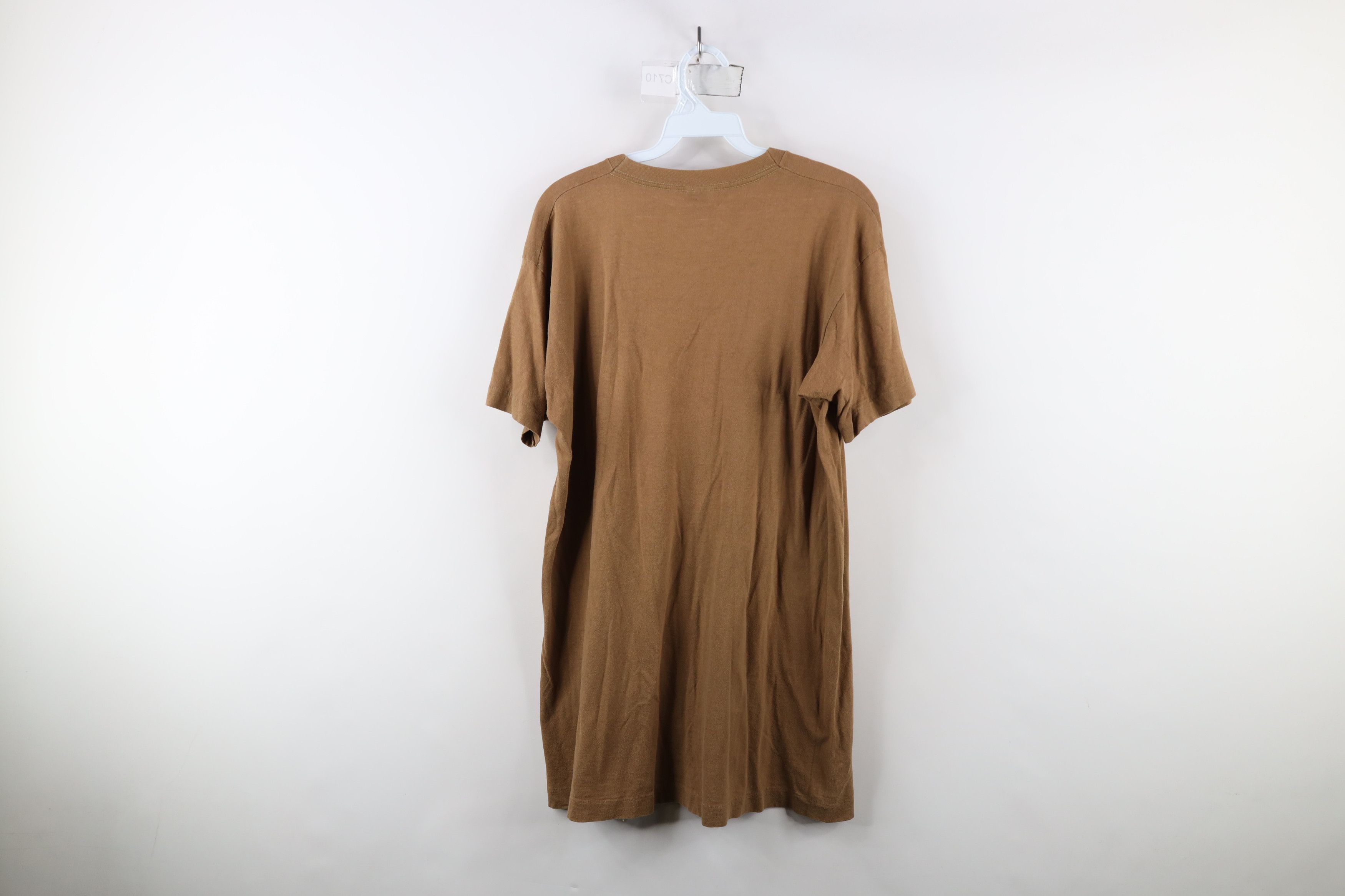 Vintage Vintage 90s Streetwear Blank Combed Cotton T-Shirt Brown USA Size US L / EU 52-54 / 3 - 10 Thumbnail