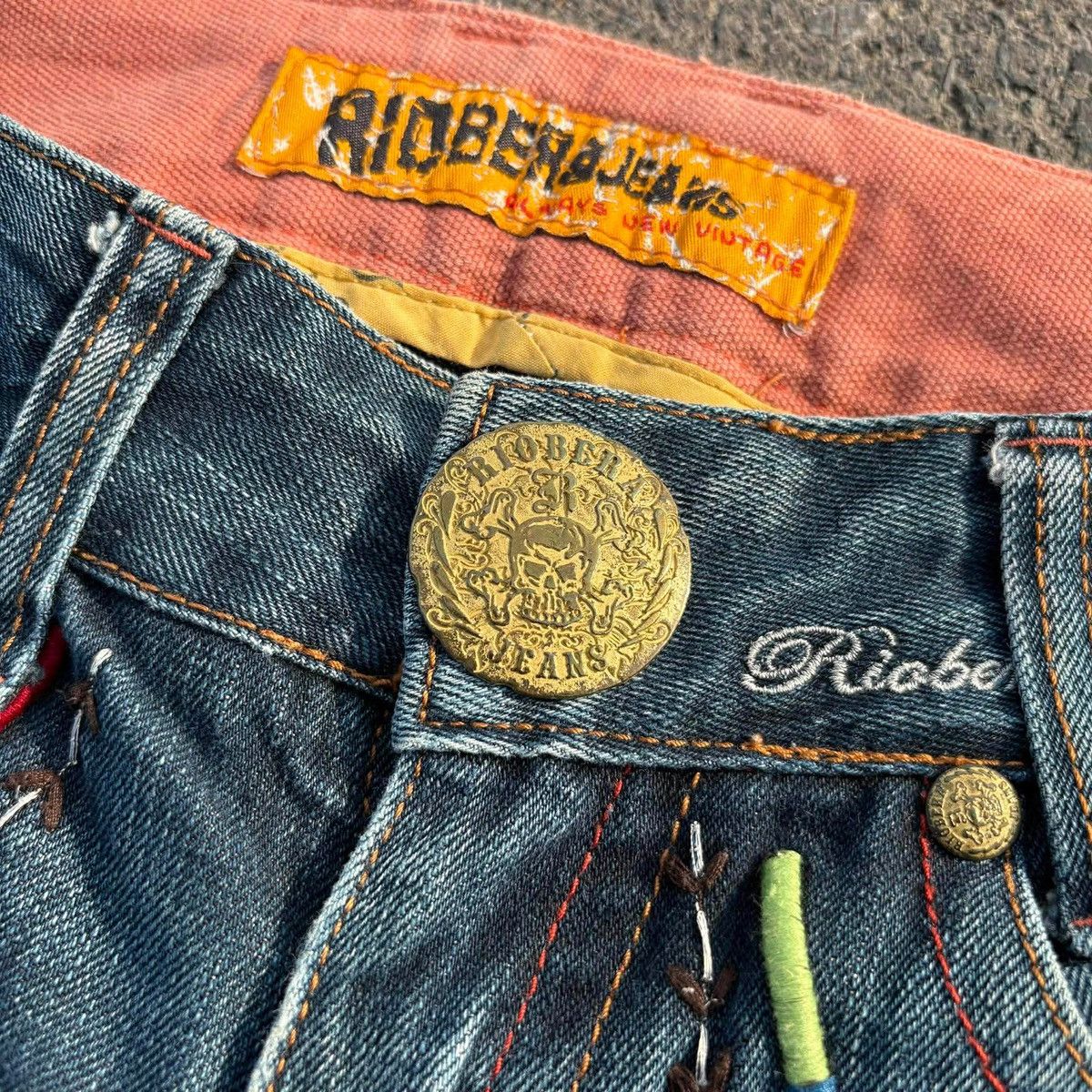 Tornado Mart ❌SOLD❌RIOBERA Flare Jeans Distressed Skull Button 30 Size US 30 / EU 46 - 6 Thumbnail