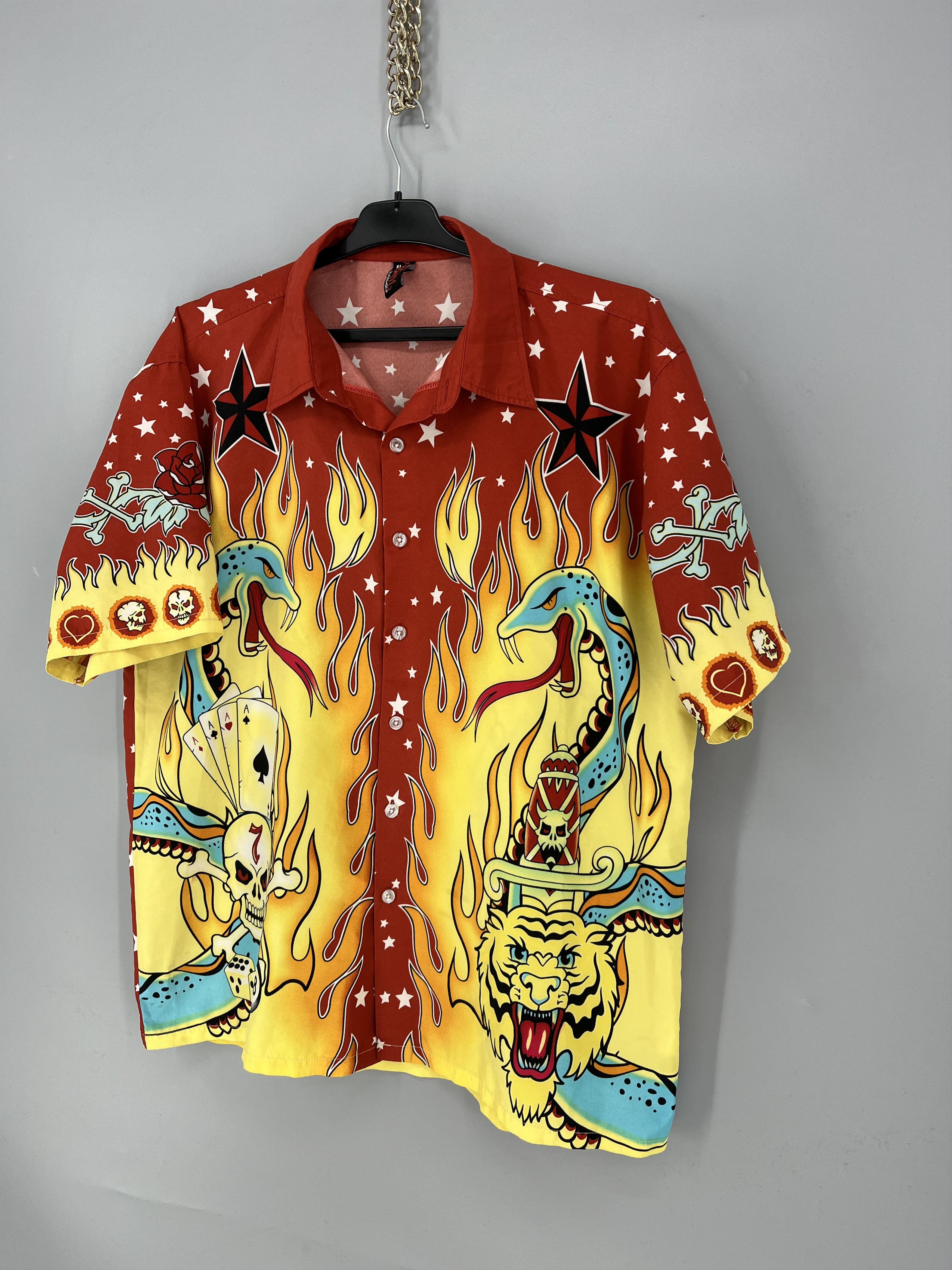 Vintage Vintage Fishbone Tattoo Print Hawaiian Shirt / Aloha Shirt Size US XL / EU 56 / 4 - 3 Thumbnail