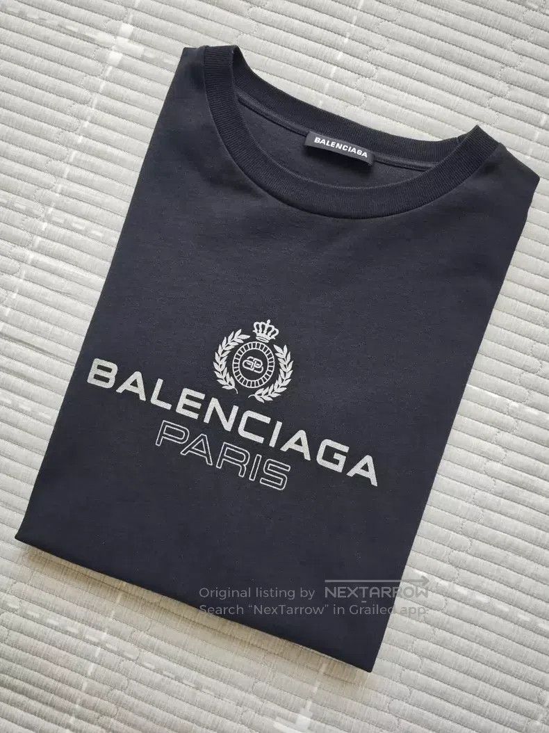 Balenciaga Balenciaga Crown wheat black men's short-sleeve T-shirt Size US XL / EU 56 / 4 - 1 Thumbnail
