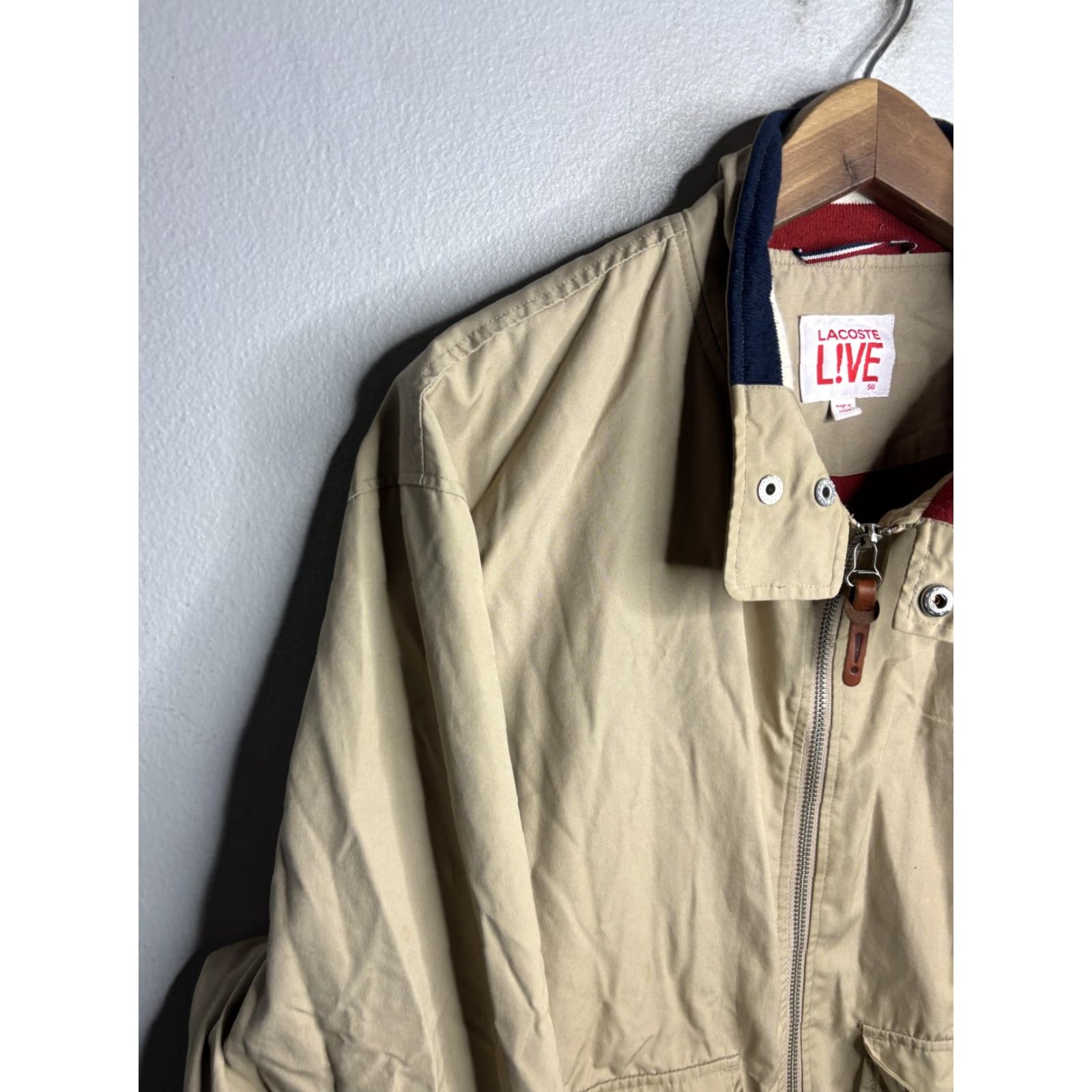 Lacoste Lacoste LIVE Jacket Mens Large Beige Cotton Bomber Full Zip Lined Logo Casual Size US L / EU 52-54 / 3 - 2 Thumbnail