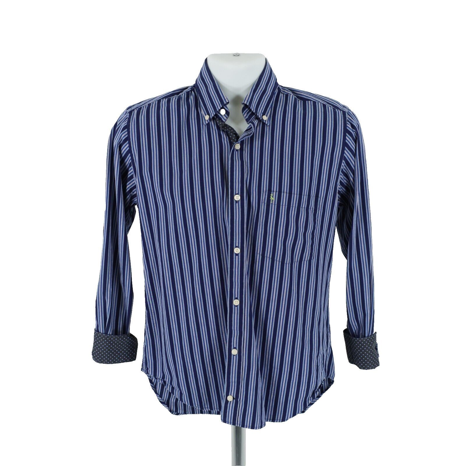 Tailorbyrd Tailorbyrd Blue Striped Flip Cuff Pocket Front Button Down S Size US S / EU 44-46 / 1 - 5 Thumbnail