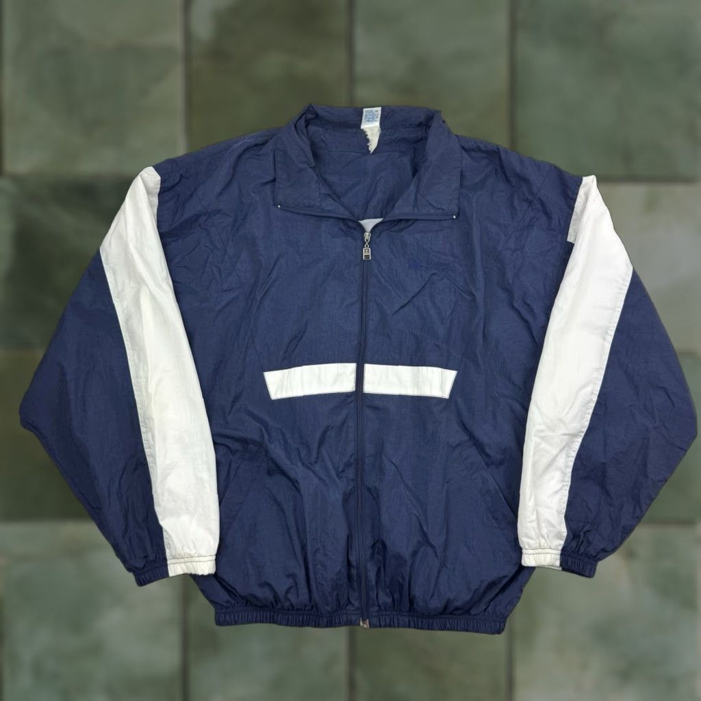 Russell Athletic VINTAGE Russell Athletic Windbreaker Jacket Men XL Blue 90s Collared Nylon Full Zip Casual Size US XL / EU 56 / 4 - 1 Thumbnail