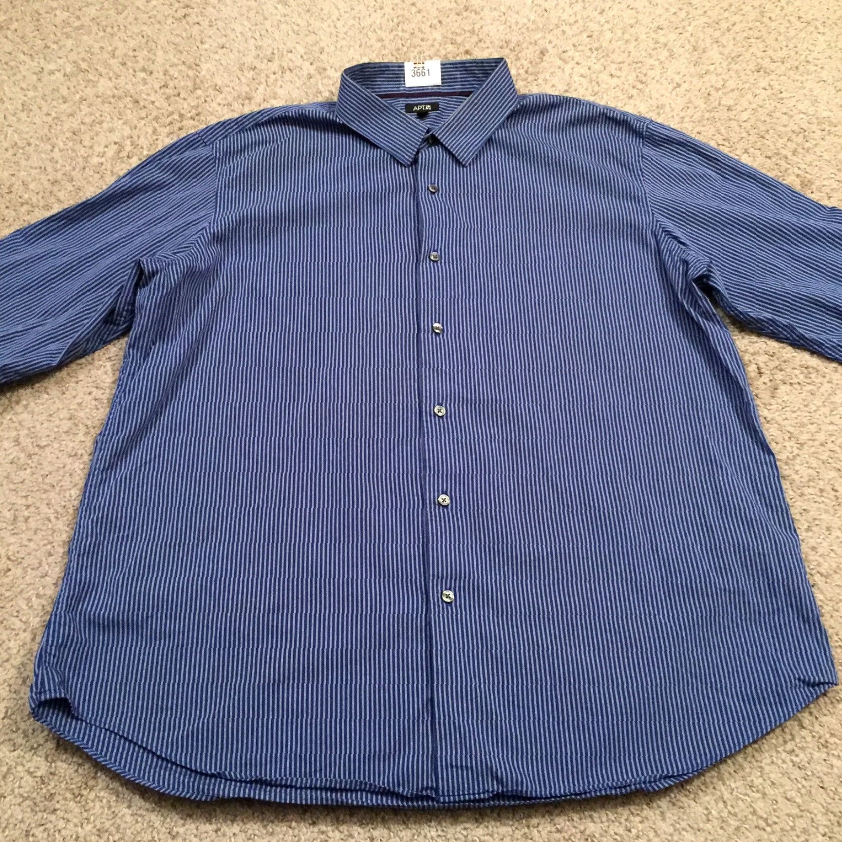 Apt. 9 Apt 9 Shirt Mens XXL Blue Striped Long Sleeve Button Up Size US XXL / EU 58 / 5 - 5 Thumbnail