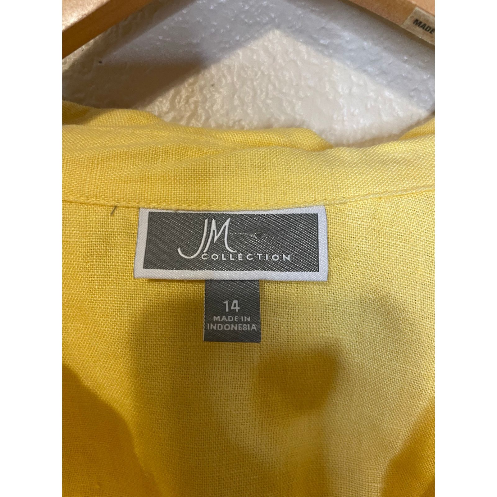 Other JM Collection Linen Cotton Yellow Button Up Top 14 Size XL / US 12-14 / IT 48-50 - 4 Thumbnail