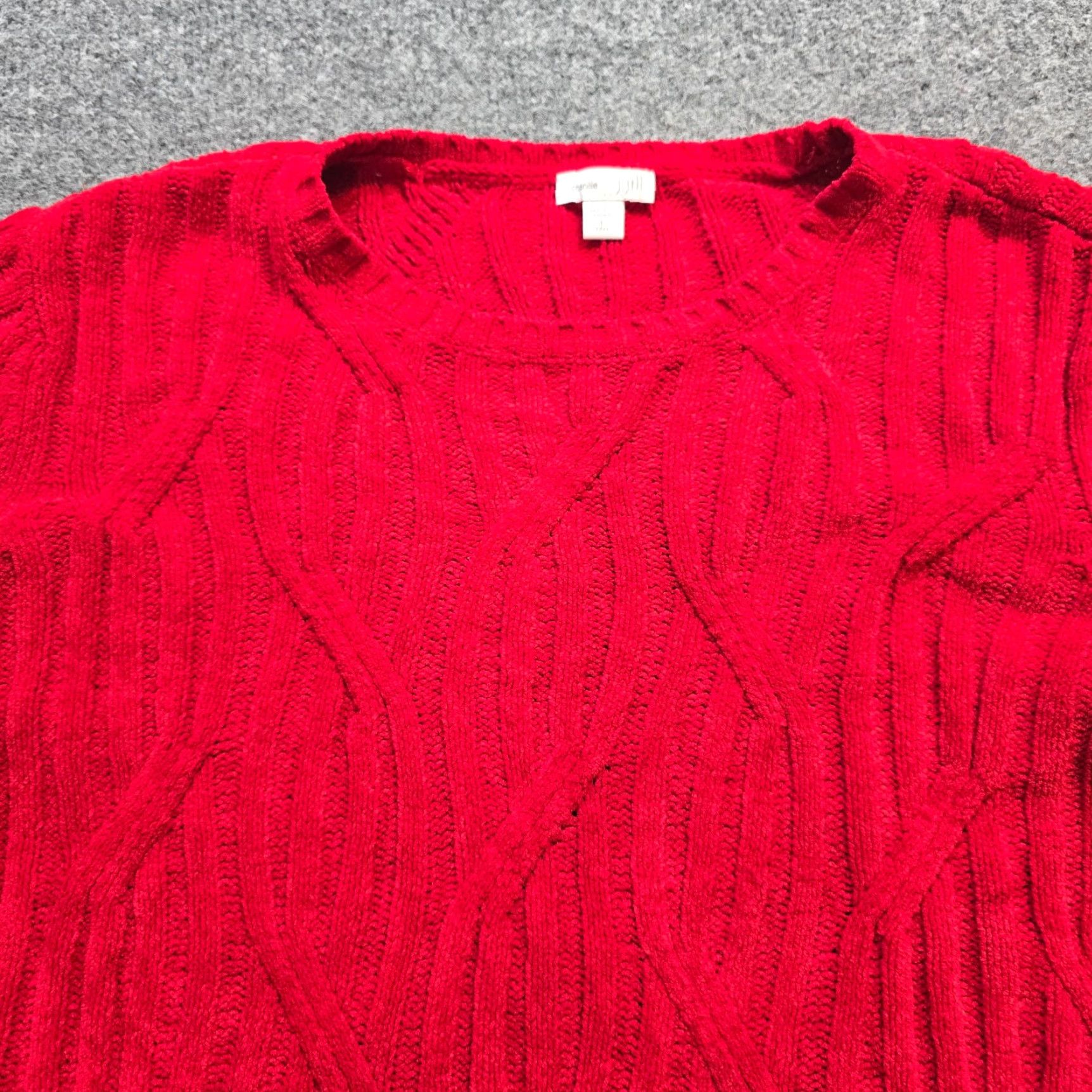 J. Jill J Jill Sweater Womens Large Tall Red Chenille Cable Knit Long Sleeve Casual Pullover Size L / US 10 / IT 46 - 2 Thumbnail