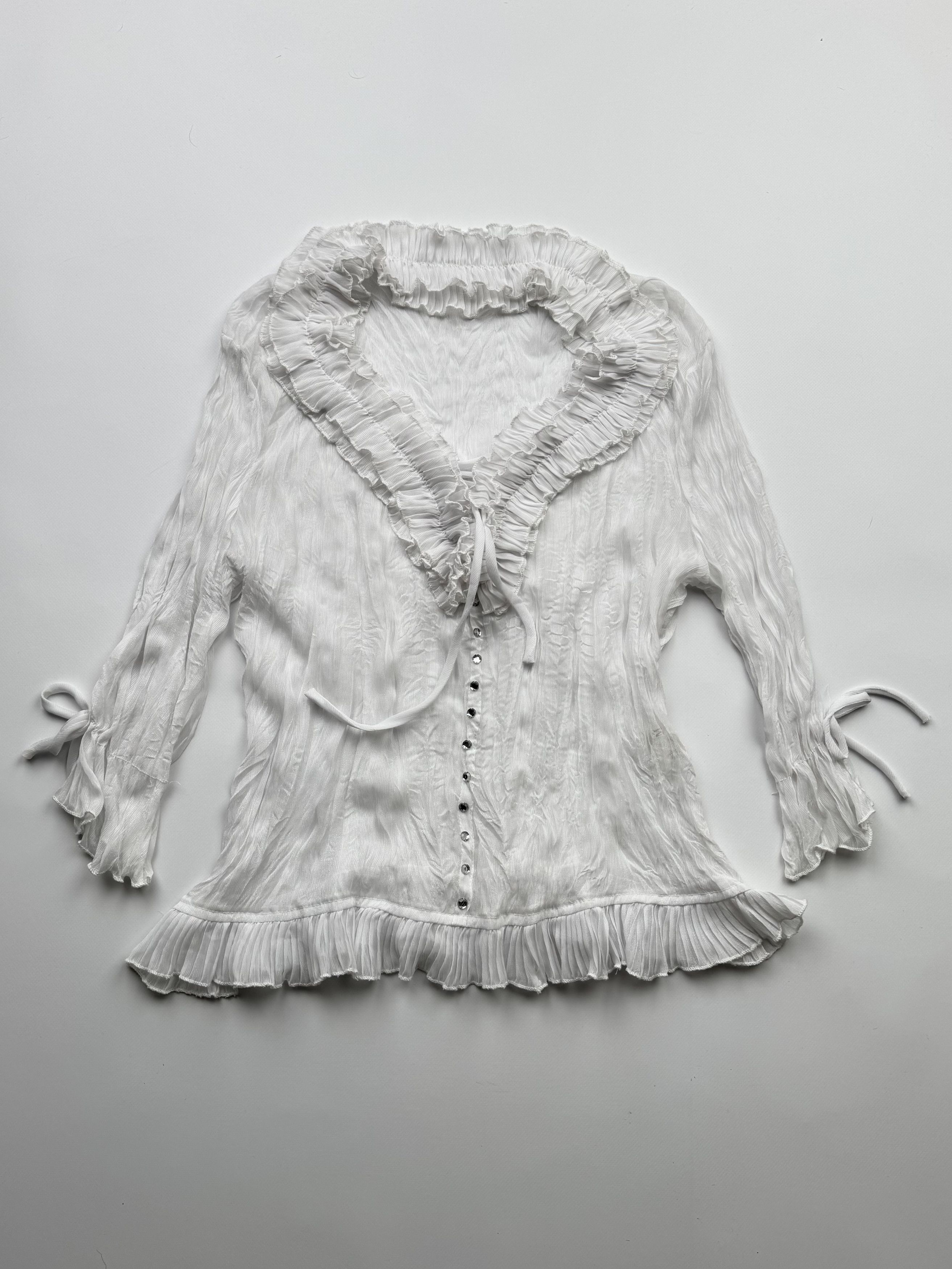 Japanese Brand Vintage Mesh Pleated Blouse B283(V396)E2 Size M / US 6-8 / IT 42-44 - 1 Thumbnail