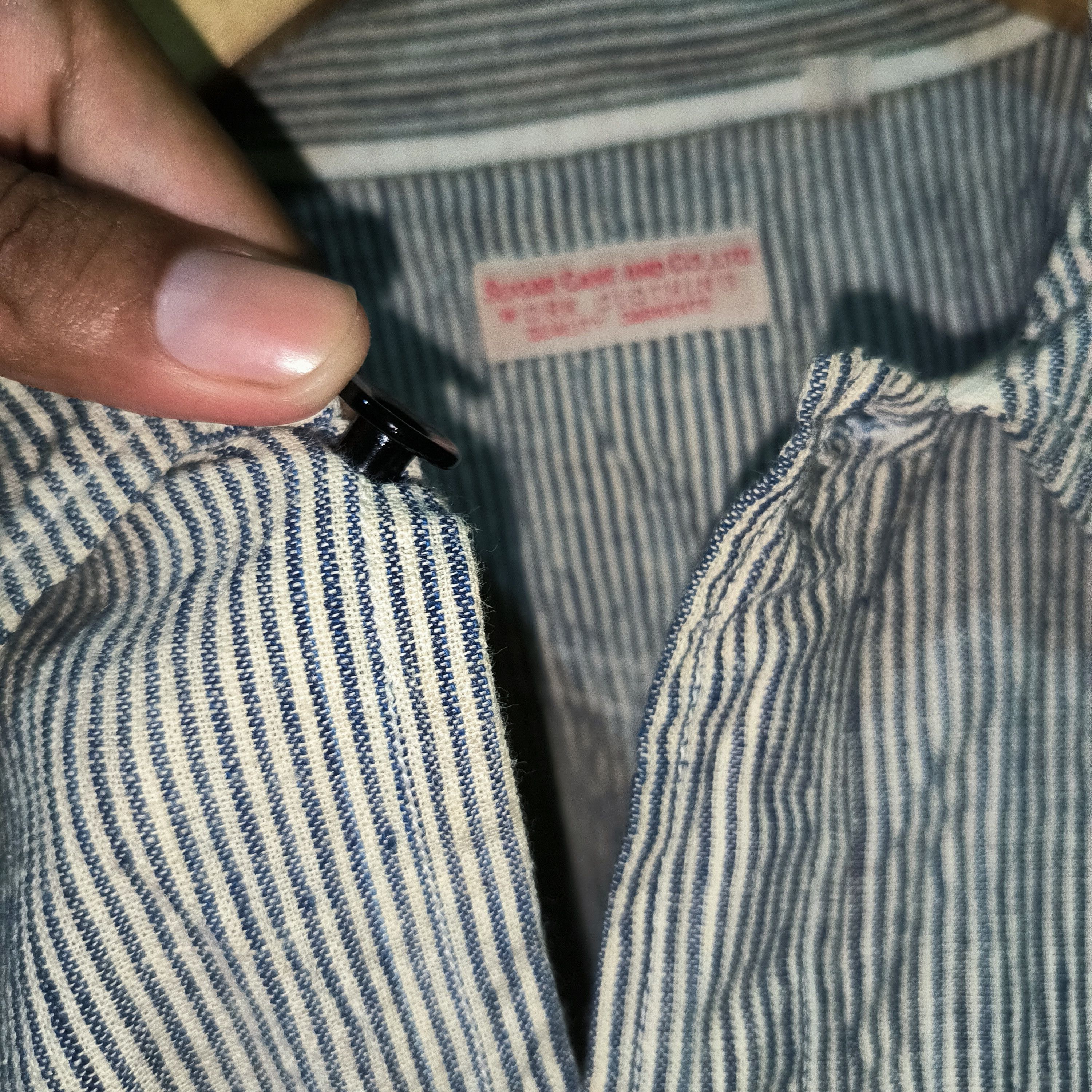 Japanese Brand × Sugar Cane Sugar Cane Hickory Stripe Chambray Overshirt Size US L / EU 52-54 / 3 - 6 Thumbnail