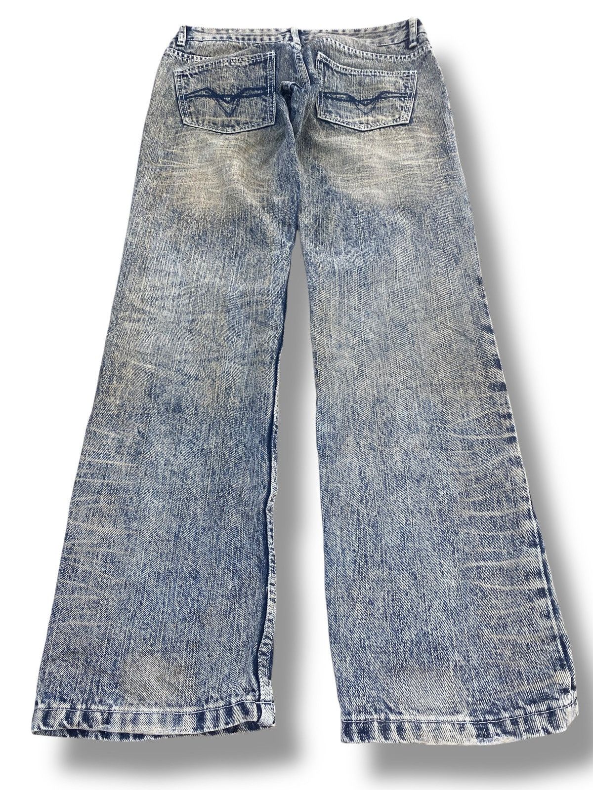 Japanese Brand Japanese Brand Acid Blue Wash Ripped Style Patchwork Jeans Size US 30 / EU 46 - 3 Thumbnail