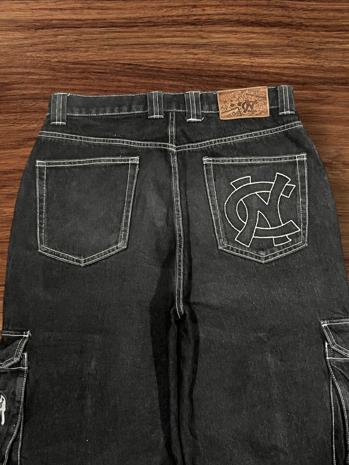 Hypebeast ⚡️High Waist⚡️Y2K Hip Hop Style Embroidered Slogan Baggy Jeans Size US 32 / EU 48 - 9 Thumbnail