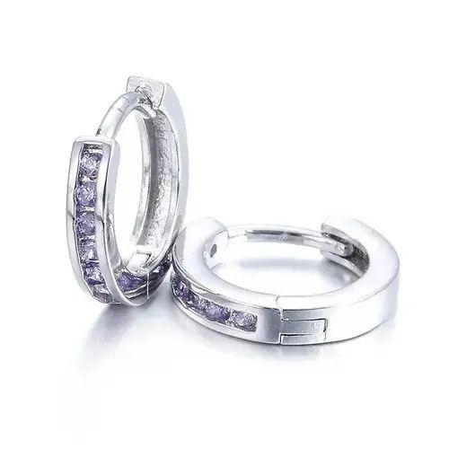 Other Shiny Purple Crystal Stud Earring Unisex Size ONE SIZE - 3 Thumbnail