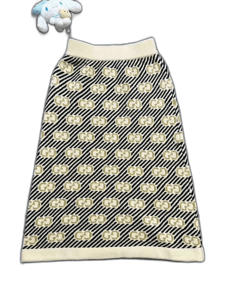 Gucci Gucci Beige Knit Midi Skirt with Logo Size 26" / US 2 / IT 38 - 1 Thumbnail
