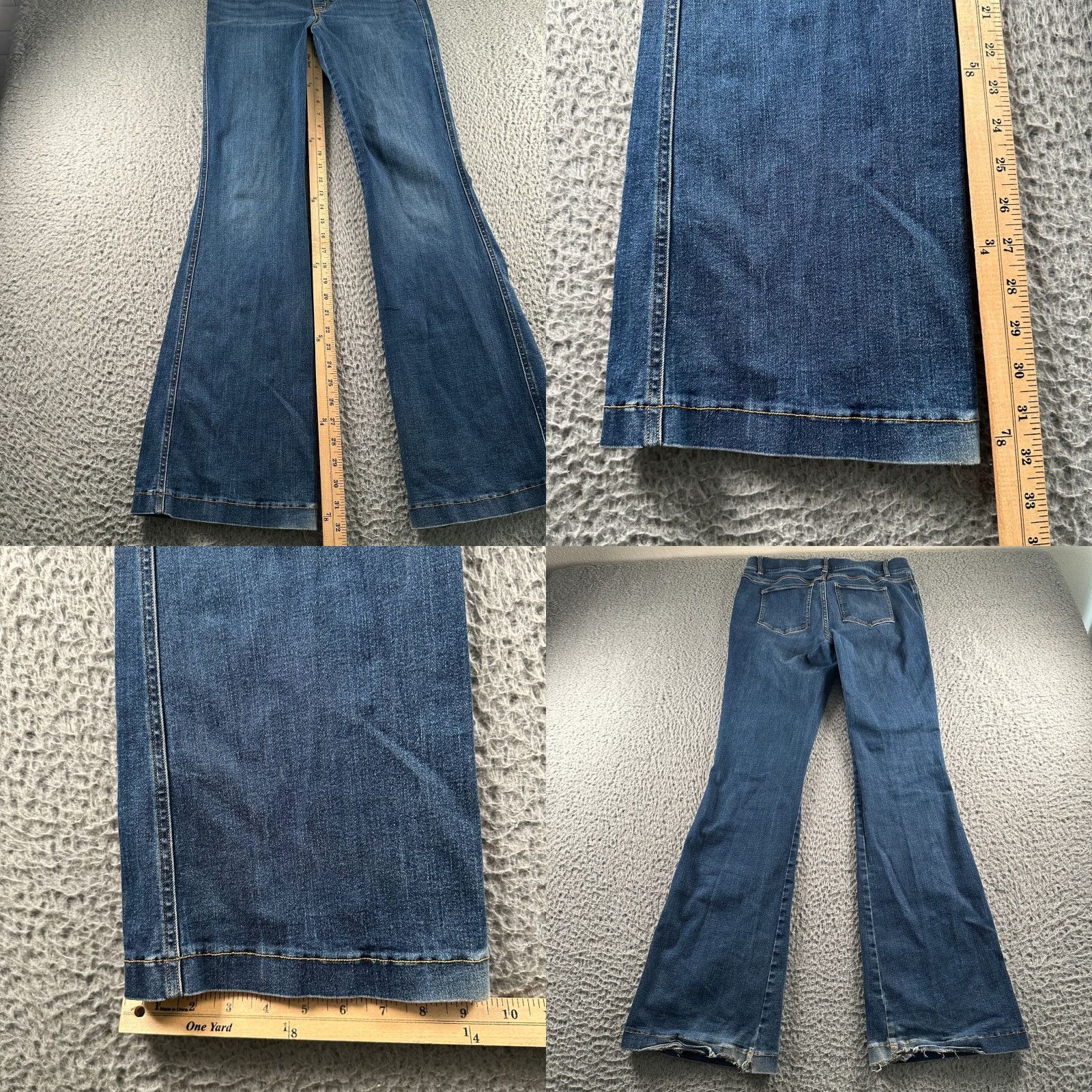 Spanx SPANX Jeans Womens L Flare Leg Pull On Stretch Denim Dark Blue Elastic Waist Jeans Size 36" / US 14 / IT 50 - 8 Thumbnail