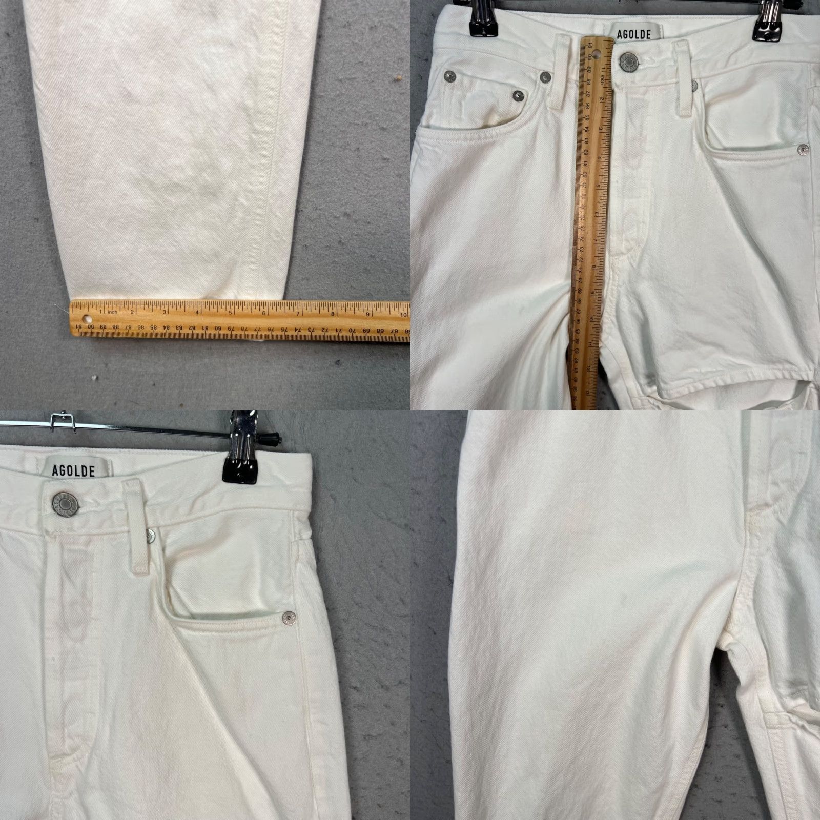 Agolde AGOLDE Lana Slice Jeans White 23 High Rise Straight Denim 5-Pocket Regular Womens 90s Vintage Style Size 40" / US 18 - 8 Thumbnail