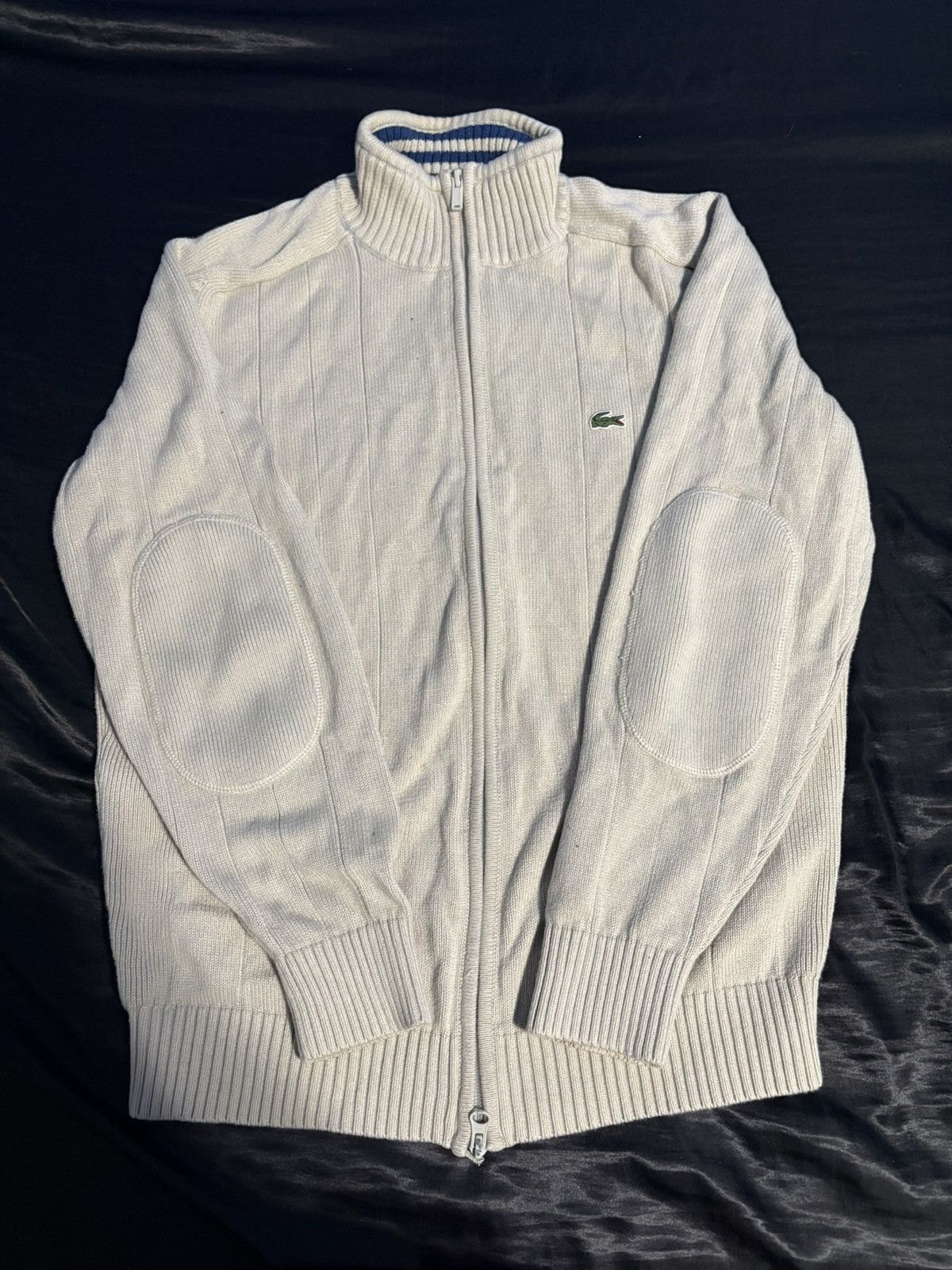 Lacoste Vintage Lacoste Cream Full-Zip Knit Sweater Size US M / EU 48-50 / 2 - 2 Thumbnail