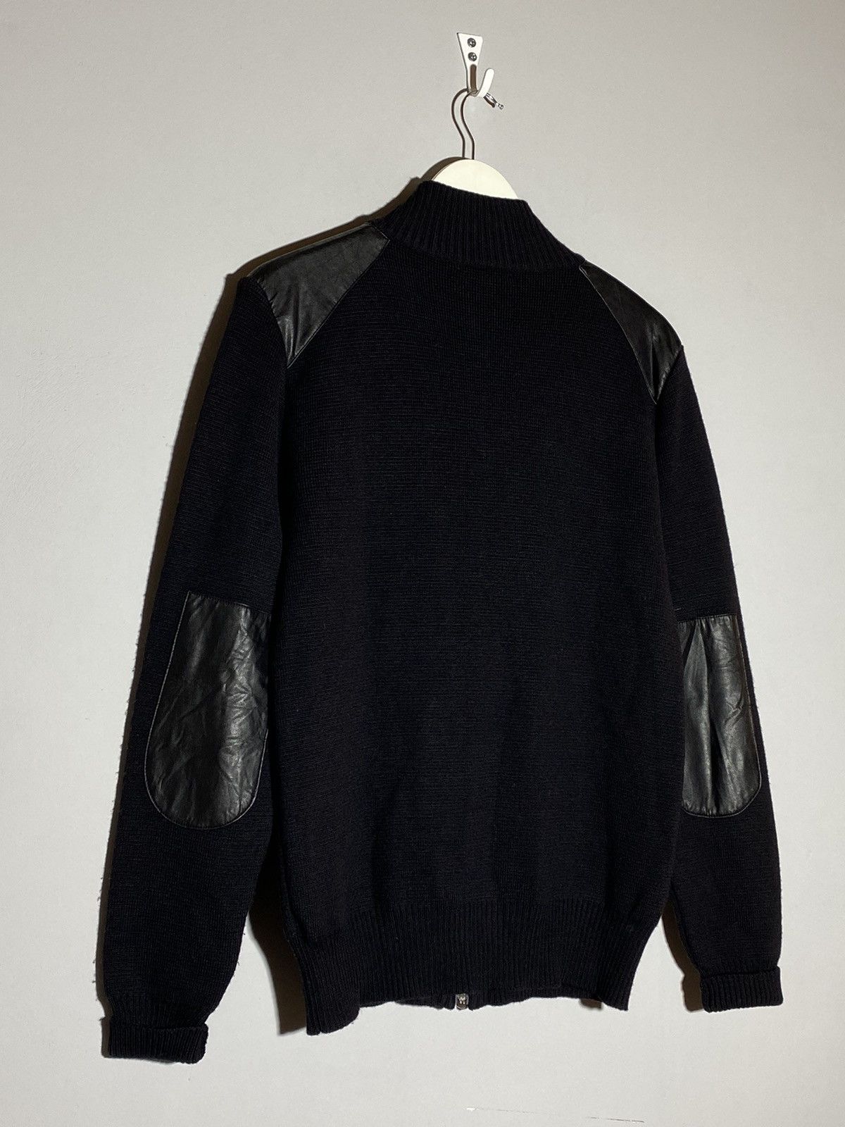 Versace Jeans Couture × Vintage Versace Jeans leather elements wool black zip up sweater Size US M / EU 48-50 / 2 - 11 Thumbnail
