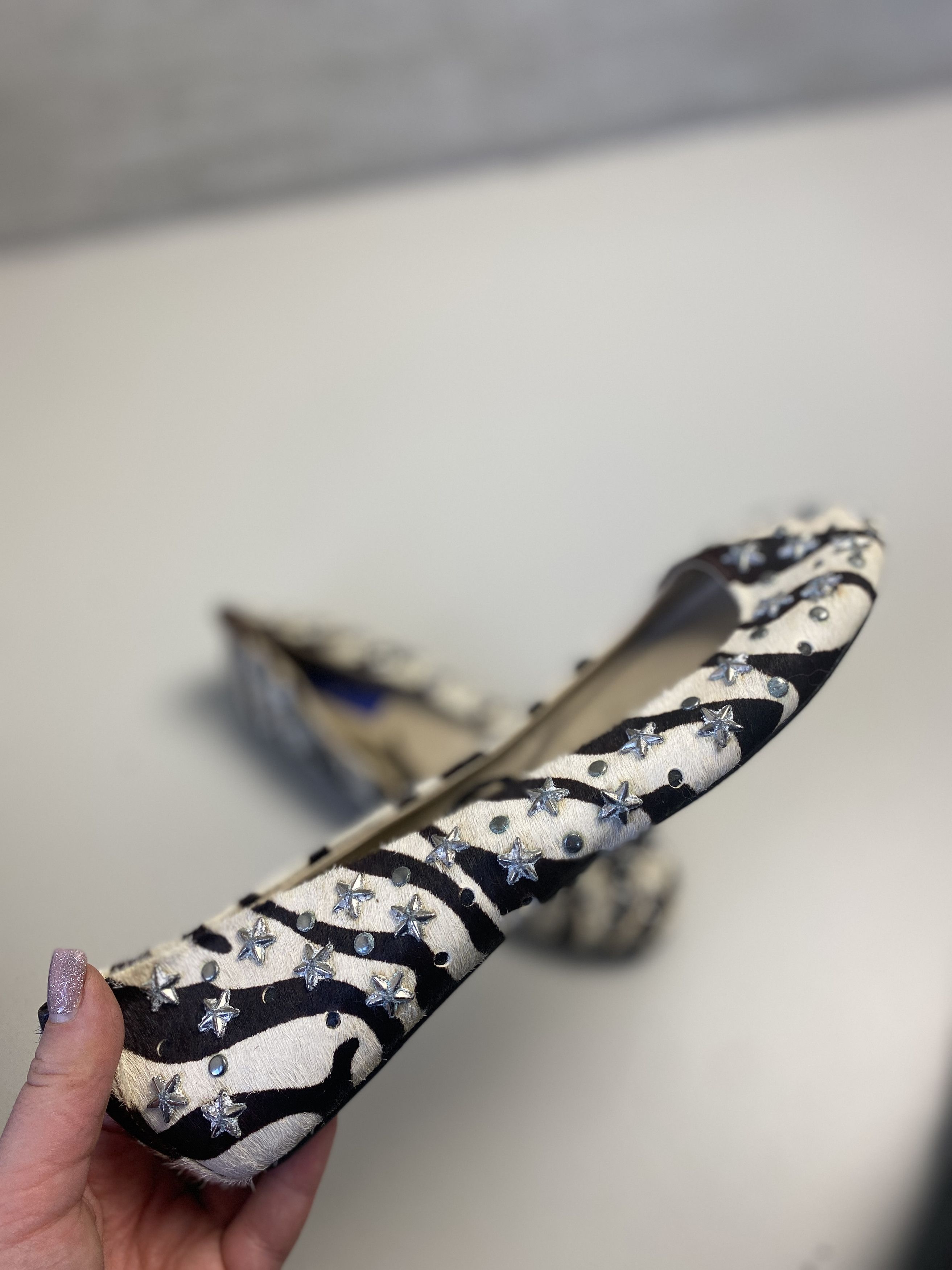Jimmy Choo Jimmy Choo for H&M leather zebra print flats studded Size US 9 / IT 39 - 10 Thumbnail