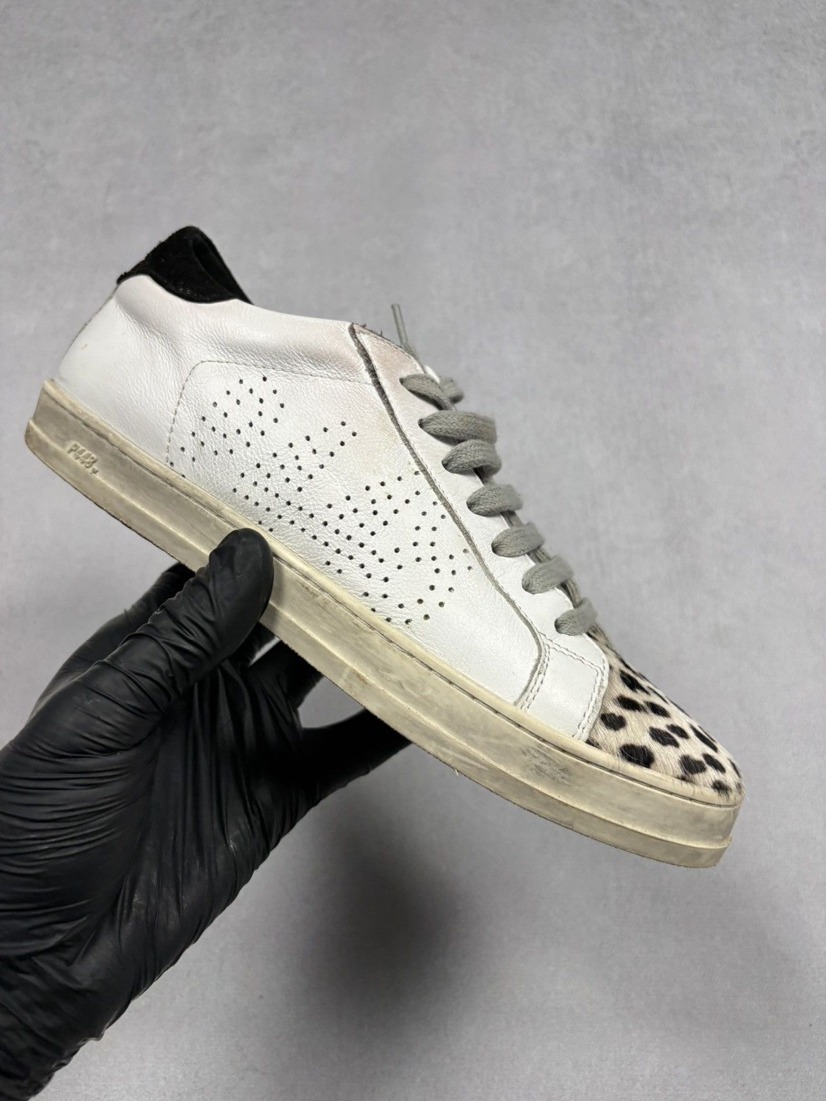 P448 P448 John White Leather Sneakers Leopard Pony Hair Toe 37 Size US 7 / IT 37 - 9 Thumbnail