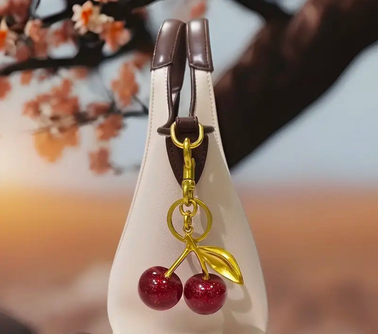 Other New Heavy Cherry Bag Charm Key Chain Glitter Resin C-clasp Size ONE SIZE - 3 Thumbnail