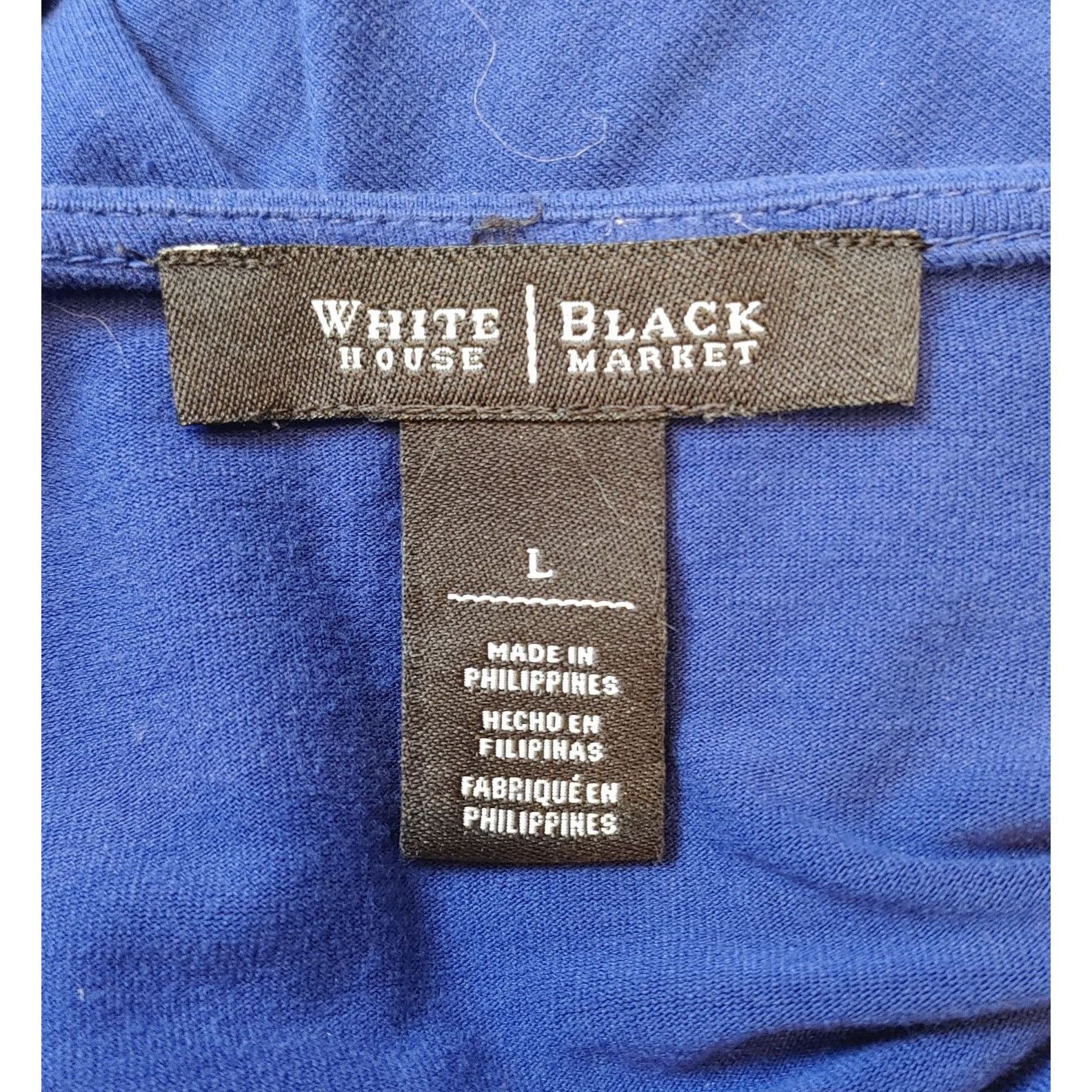 White House Black Market WHITE HOUSE BLACK MARKET Womens L Blue Ruched Square Neck 3/ Size L / US 10 / IT 46 - 3 Thumbnail