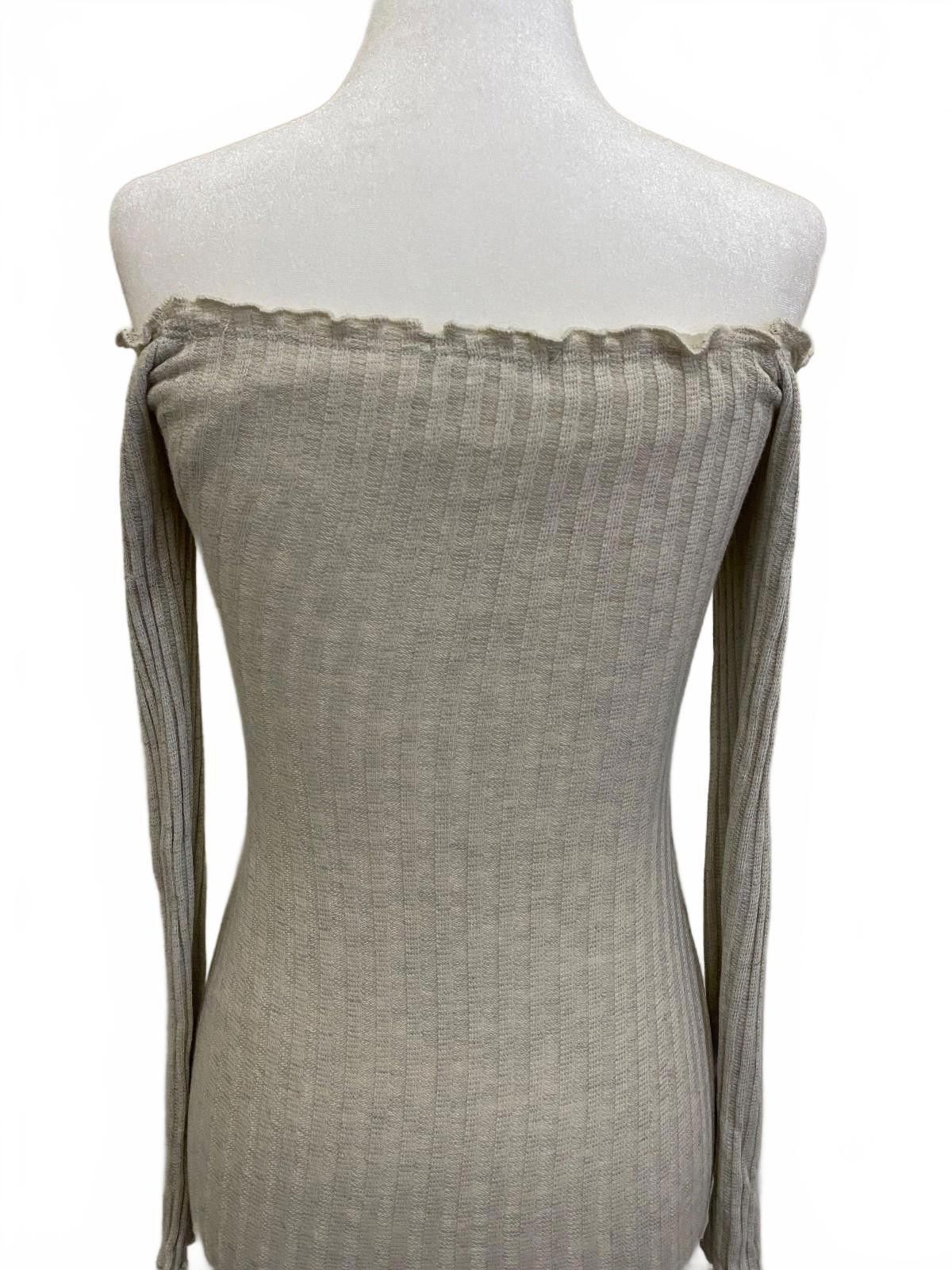 Fashion Nova FASHION NOVA Off-shoulder Knit Minidress in Beige (SMALL) Size S / US 4 / IT 40 - 8 Thumbnail