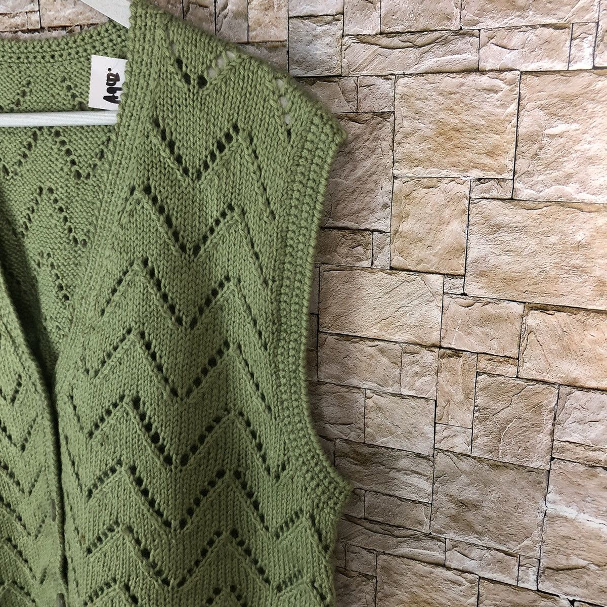 Homespun Knitwear × Japanese Brand × Vintage Japanese Brand Green Vest vintage crochet #A942 Size M / US 6-8 / IT 42-44 - 8 Thumbnail