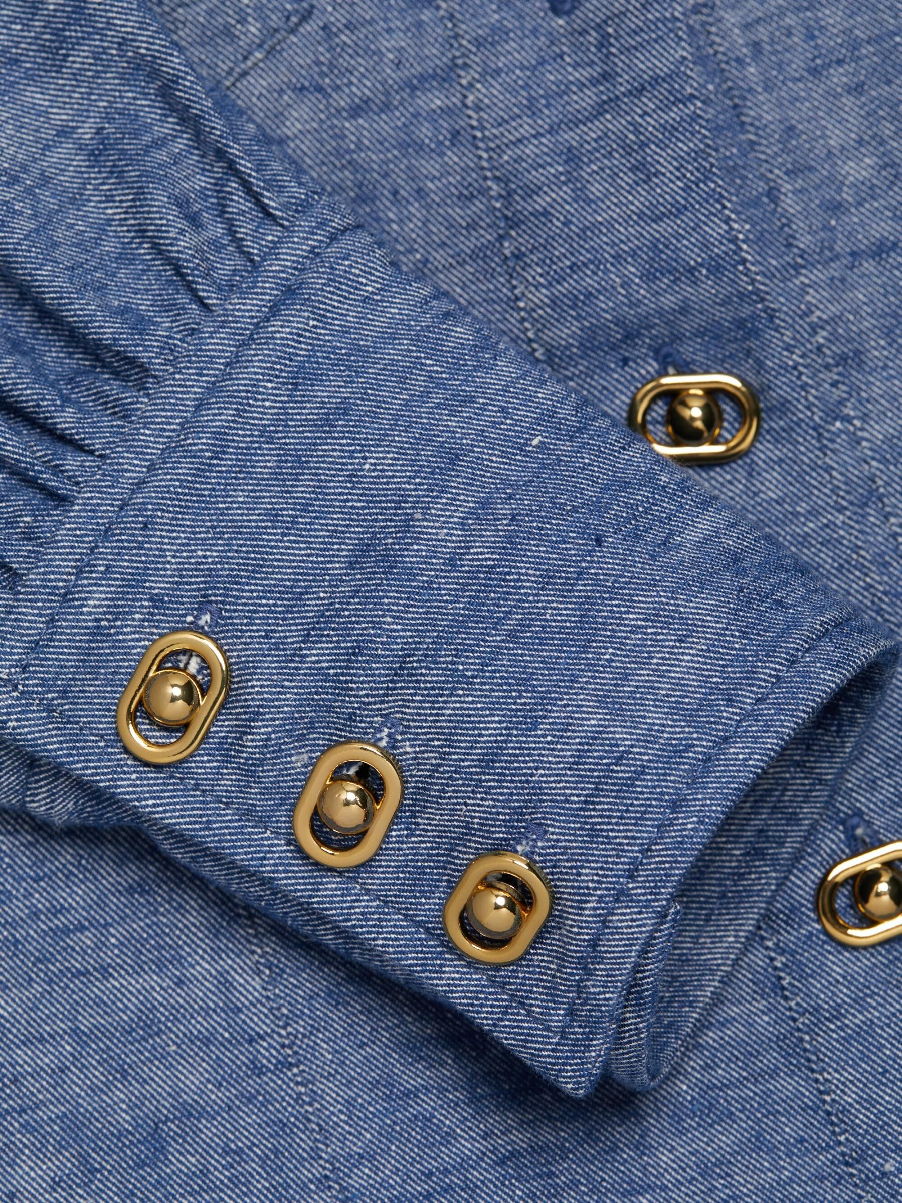 Zimmermann oc11z0825 Eden Chambray Long-Sleeve Shirt in Blue Size L / US 10 / IT 46 - 6 Thumbnail