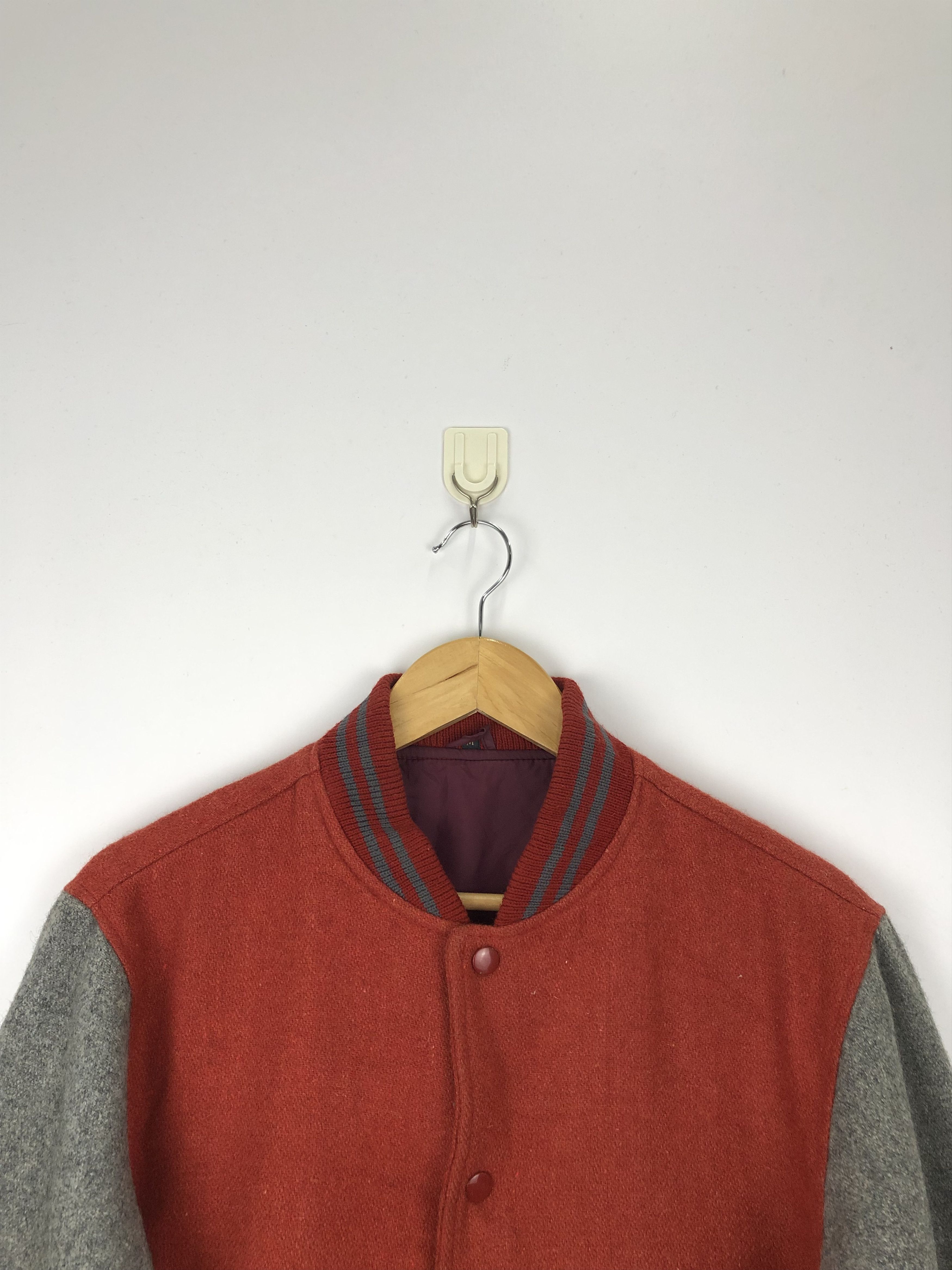 Japanese Brand Vintage 90s Japanese Brand Wool Varsity Jacket Red V0406 Size US M / EU 48-50 / 2 - 2 Thumbnail
