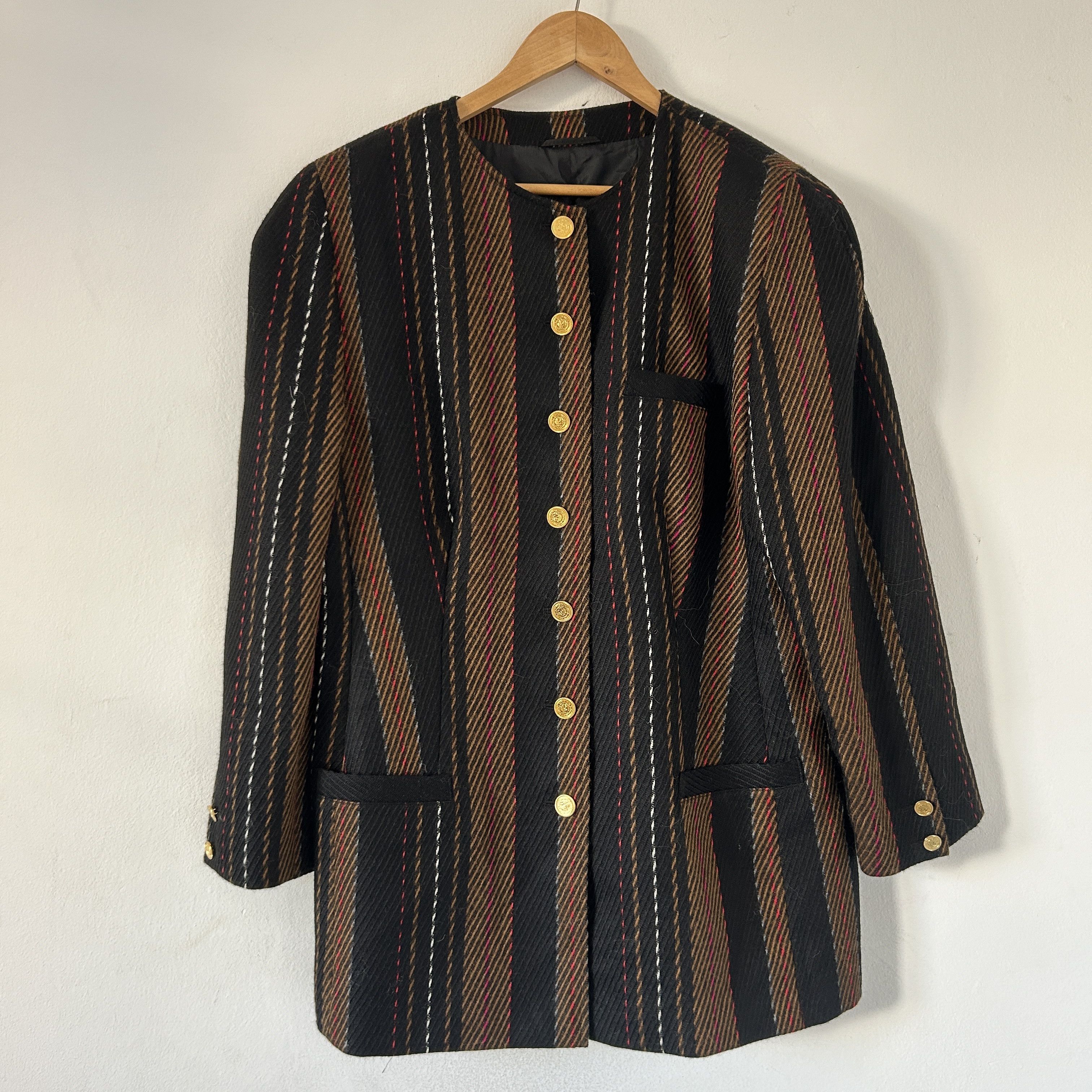 Vintage Vintage 90s Alpaca Wool Striped Jacket Size XL / US 12-14 / IT 48-50 - 7 Thumbnail