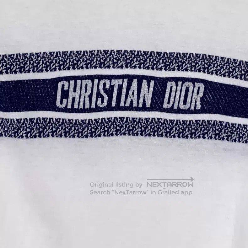 Dior Dior White striped letter inlaid cotton round-neck short-s Size S / US 4 / IT 40 - 4 Thumbnail