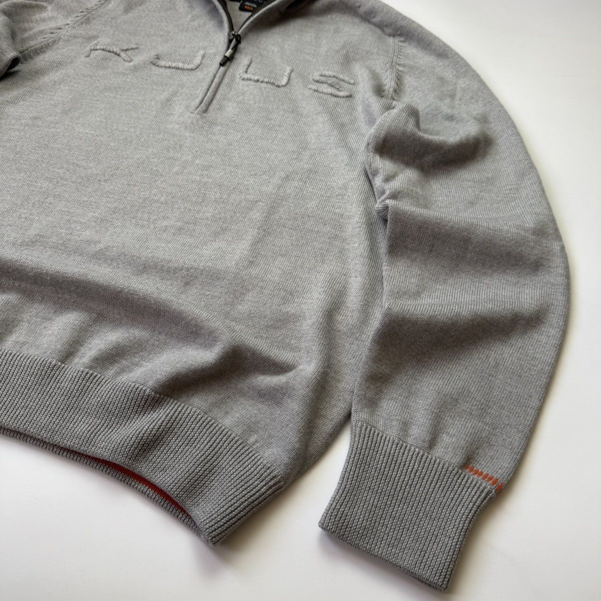 KJUS Gray Kjus 1/3 Zip Sweater Merino Wool Big Logo Old Money Size US L / EU 52-54 / 3 - 3 Thumbnail