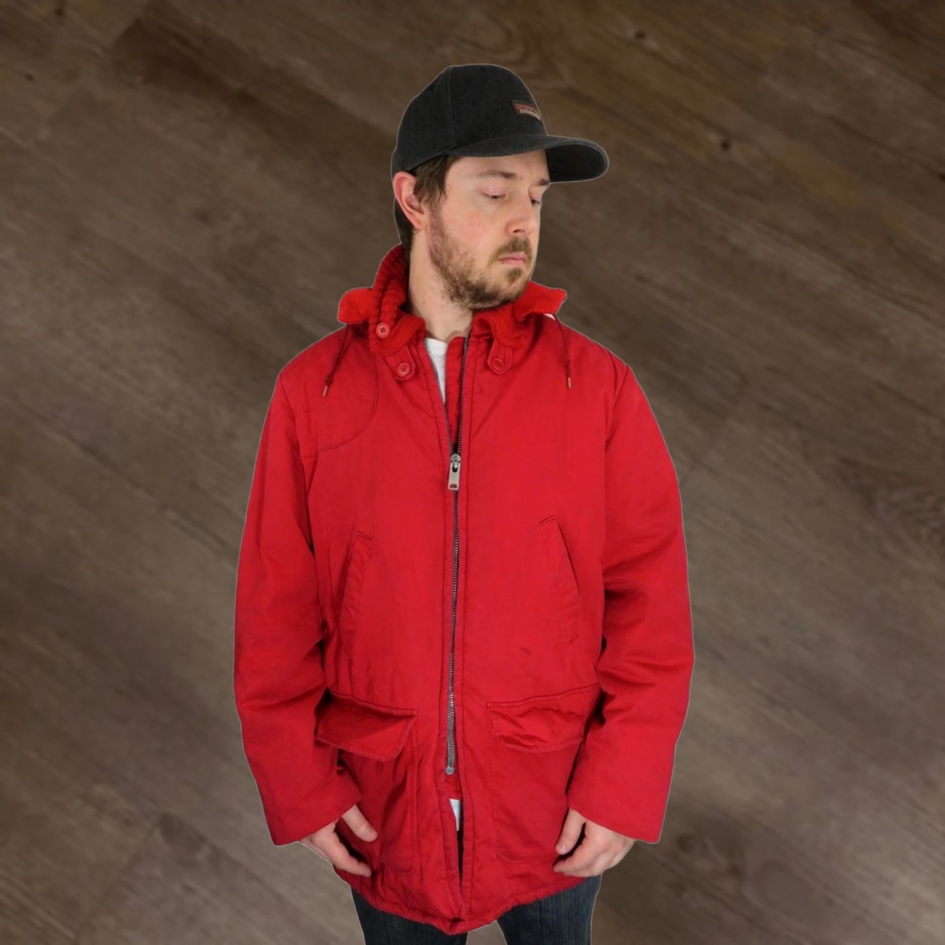 Sears VINTAGE 70s Sears Red Cruiser Jacket Mens Large Workwear Canvas Parka Size US L / EU 52-54 / 3 - 1 Thumbnail
