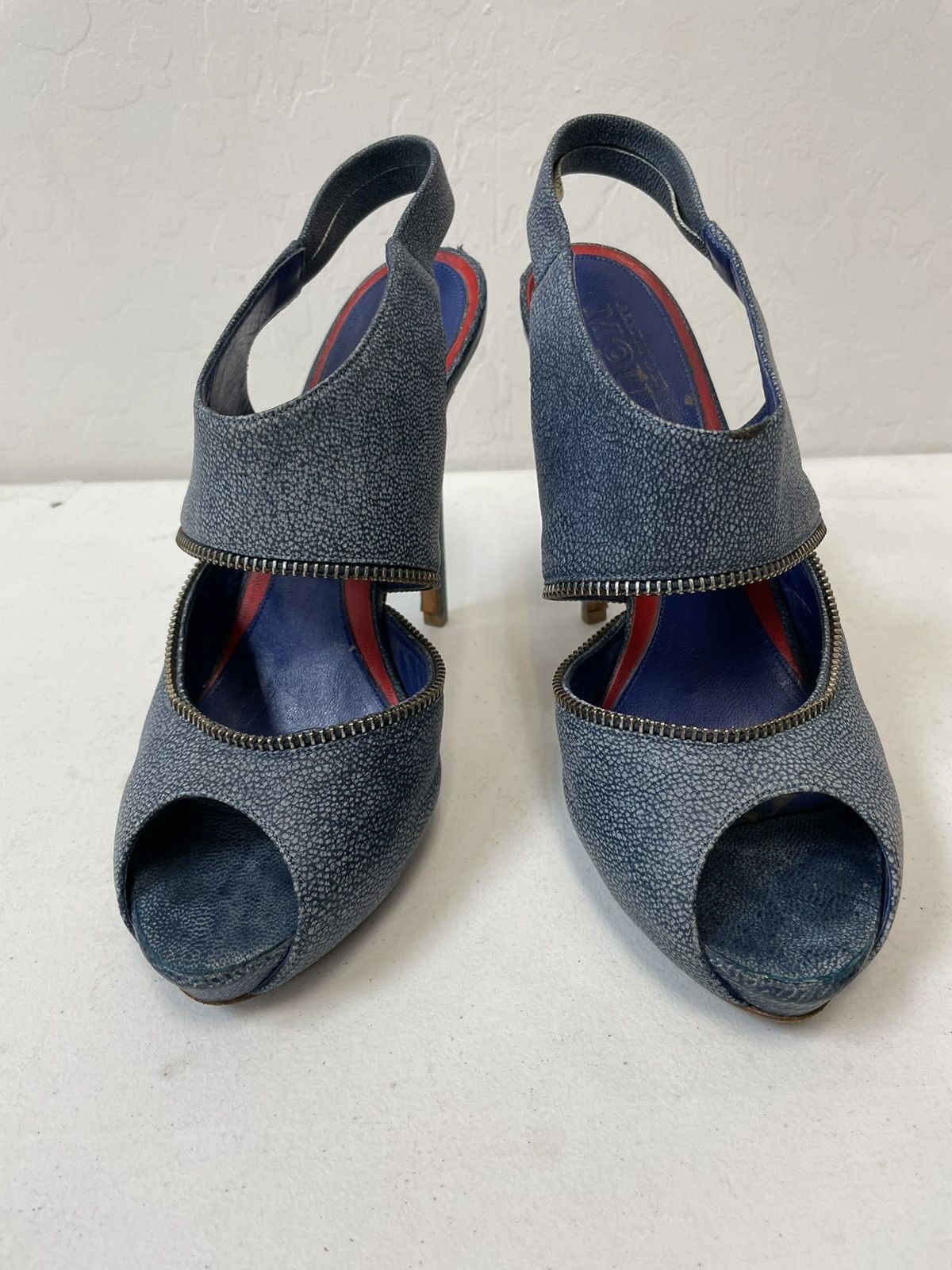 Alexander McQueen Zipper Peep Toe Slingbacks Size US 9.5 / IT 39.5 - 2 Thumbnail